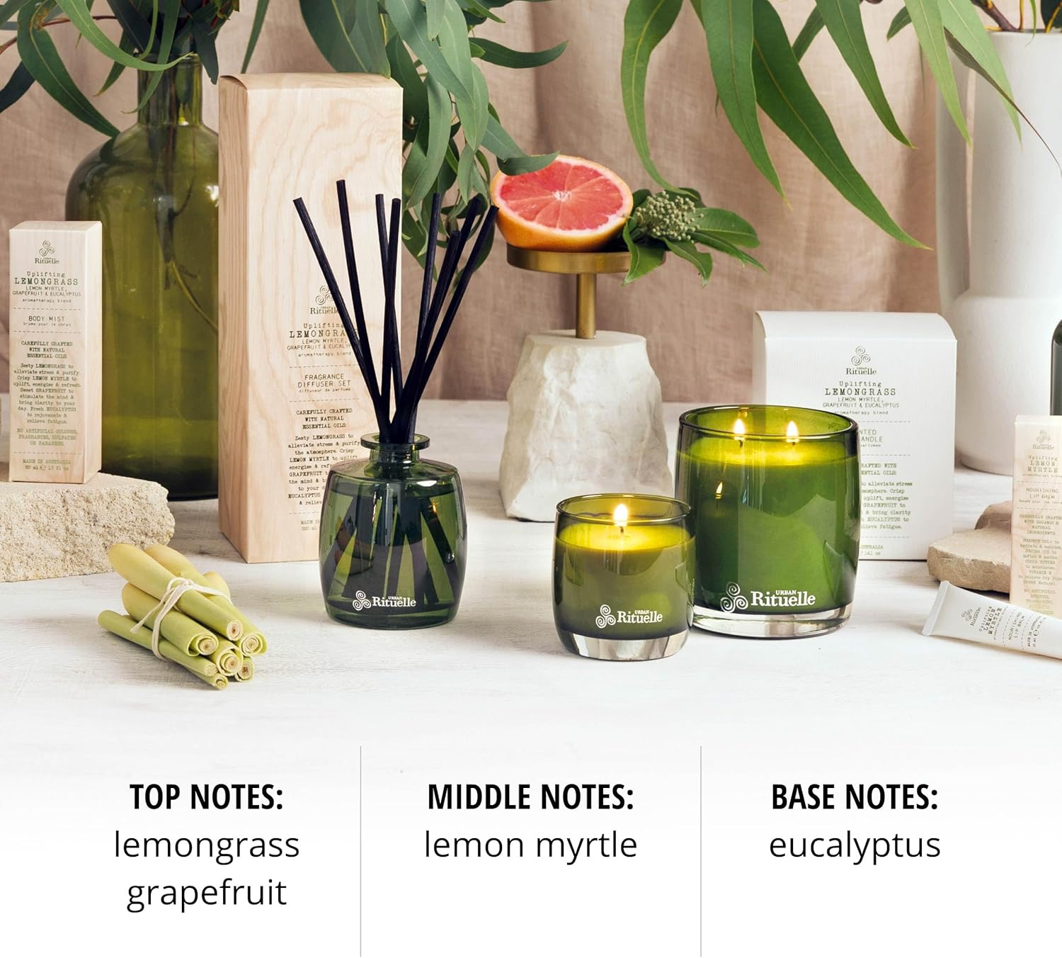 Urban Rituelle Flourish Organics Hand & Body Lotion, 500Ml - Moisturiser with Lemongrass, Lemon Myrtle, Grapefruit & Eucalyptus, Enriched with Aloe Vera, Camellia & Shea Butter, Hydrates, Repairs Skin