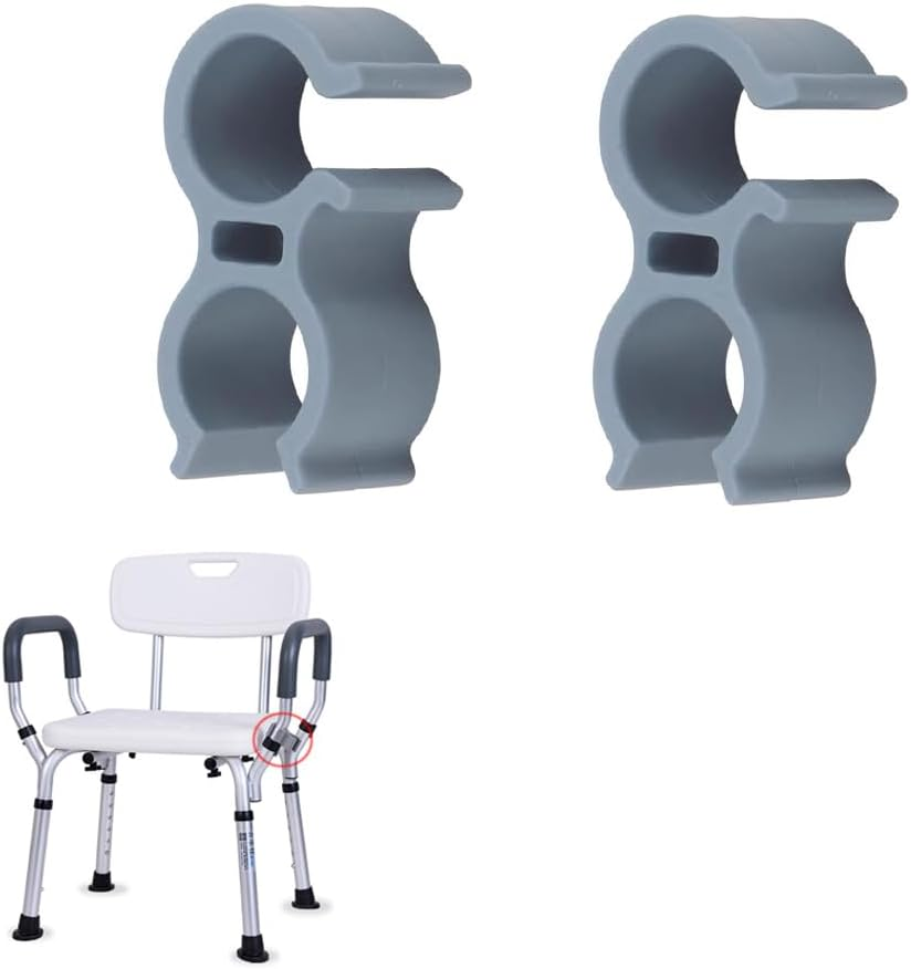2 Pack Shower Chair Shower Head Holder Handheld Shower Clip Tube Clamp Bracket for inside Shower Bath Chair Tub Transfer Bench Shower Stool Shower Seat Bathtub Chair Bath Seat image number 2