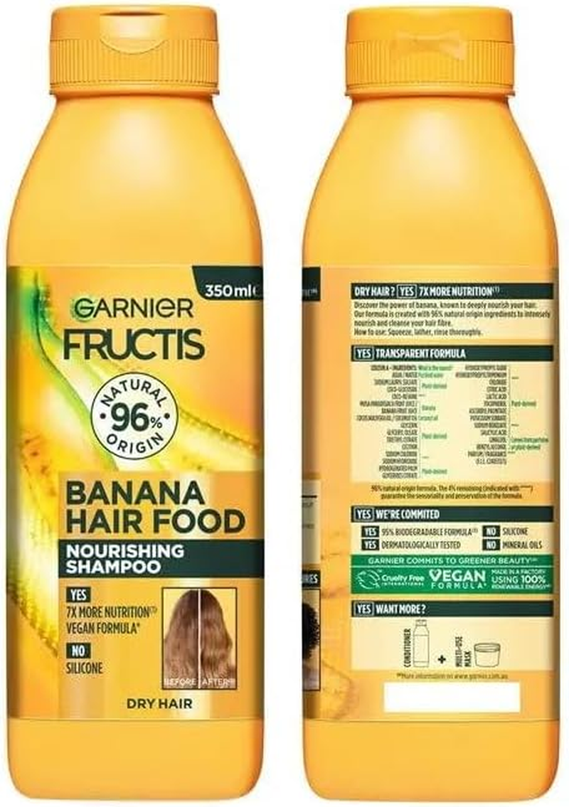 12Pk Garnier Fructis Hair Food Nourishing Banana Shampoo for Dry Hair 350Ml image number 3