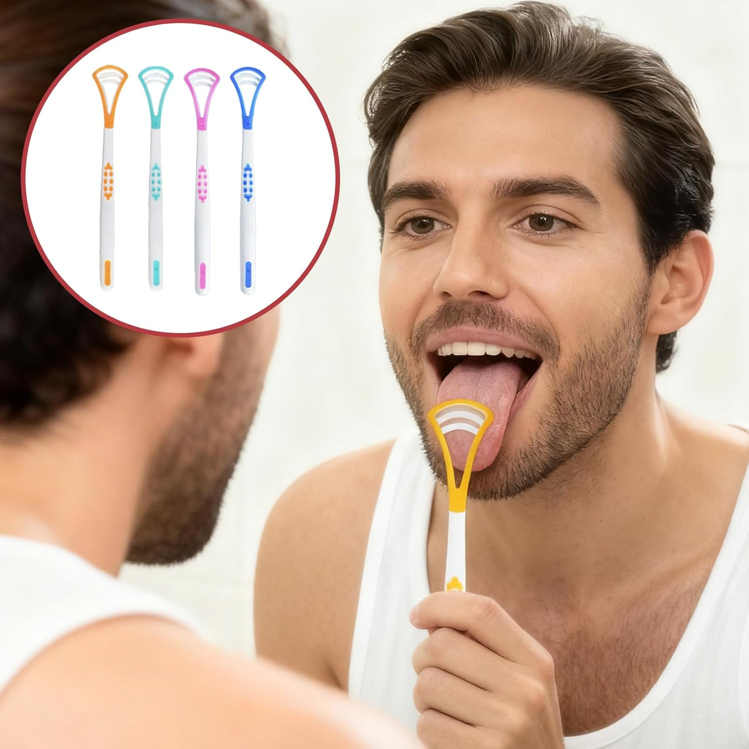 8 Pcs Silicone Tongue Scraper, Tongue Cleaner with Anti-Slip Handle, for Cleaning the Mouth and Keeping Breath Fresh image number 1
