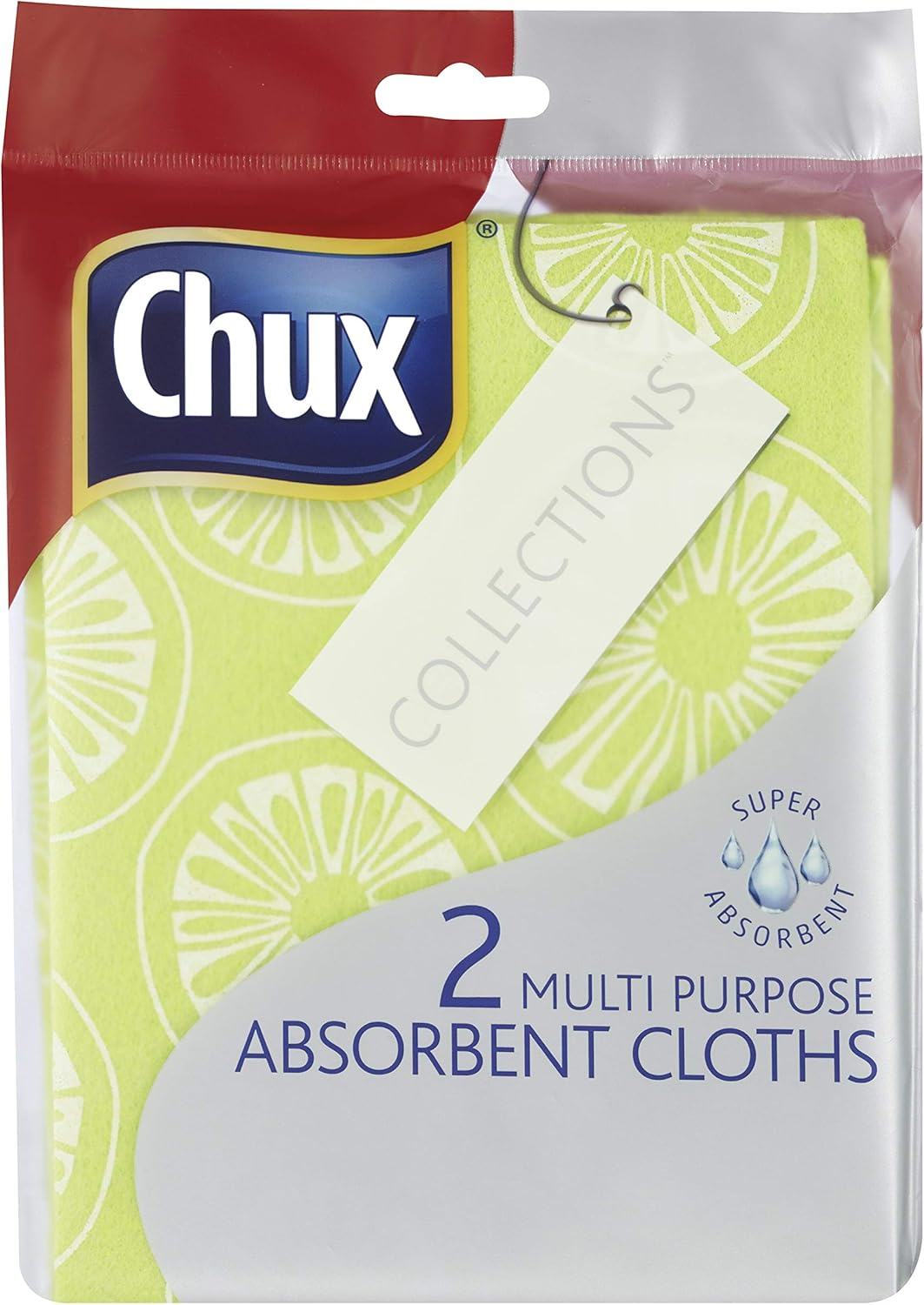 Chux Collection Multi Purpose Absorbent Cloth, Non Scratch and Reusable, Lime, 2 Count