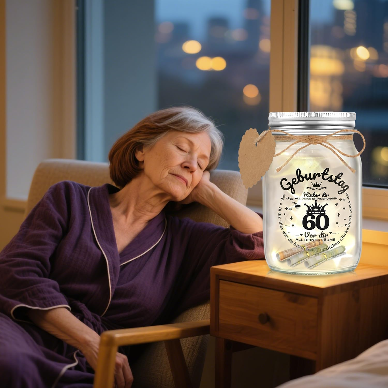 Apexxus 60Th Birthday Woman Man LED Bottle Light Birthday 60Th Money Gifts Packaging 60Th Birthday Gift Money Light Bottle Cool Gift Ideas image number 2