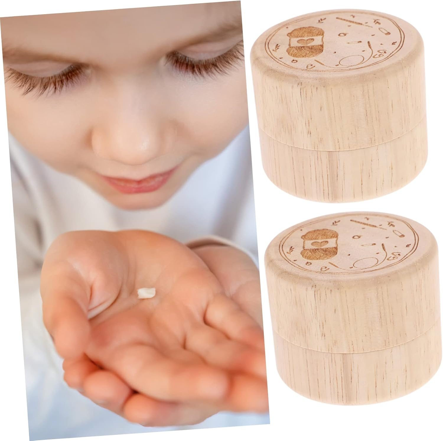 Kisangel 2Pcs Tooth Keepsake Box Wooden Teeth Storage Holder for Newborns Thoughtful Present for Expectant Mothers