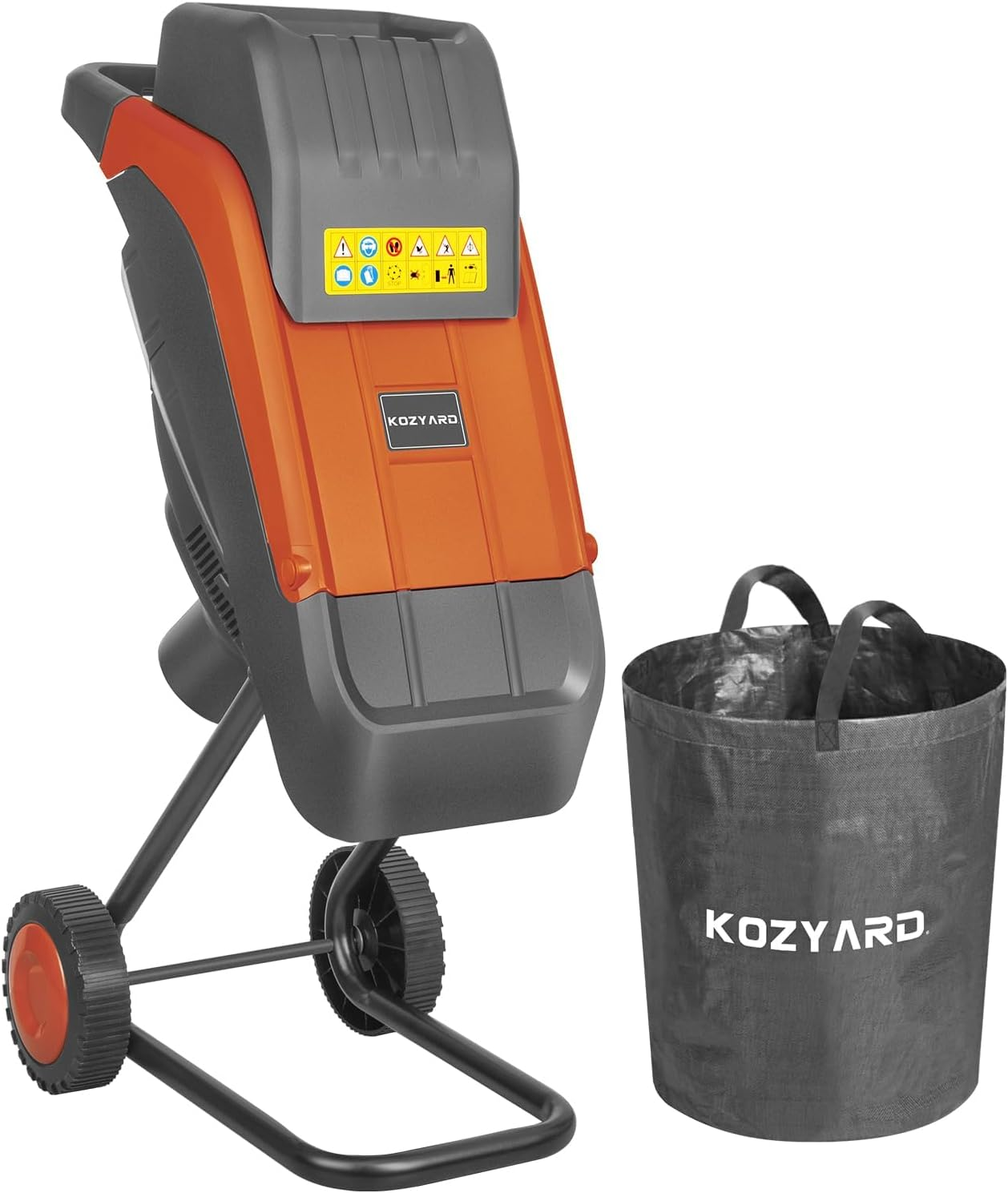 KOZYARD 2400W Electric Wood Chipper Powerful Garden Leaf Tree Branch Shredder Multi-Purpose Branch Shredder Mulcher Max Cutting Diameter 45Mm, W/ 50L Collection Bag & Feed Baffle image number 3