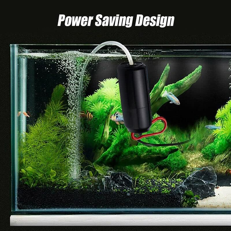 AIMALL Portable USB Aquarium Oxygen Pump Mini Fish Tank Air Pump Compressor Aerator, Mute Energy-Saving 5V Accessories, 3.35 X 1.18 Inches, Black image number 2
