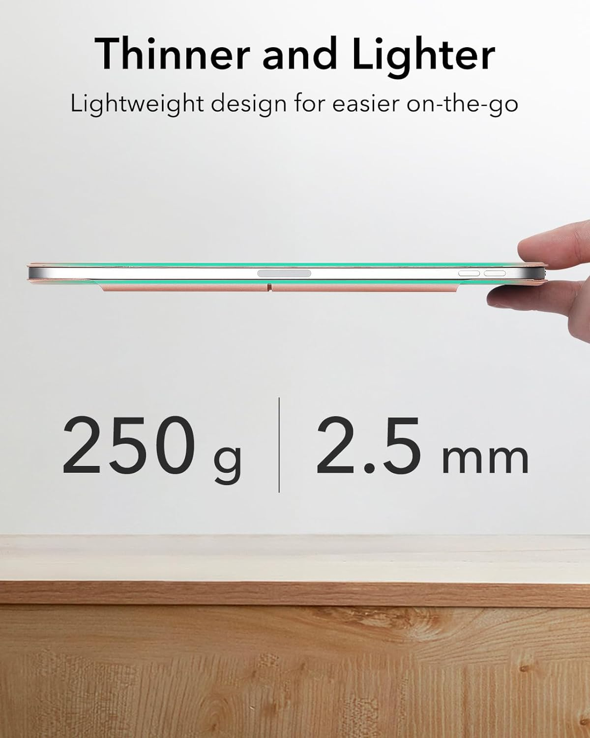 ESR for Ipad Air 11 Inch Case M3/M2, Ipad Air 7Th/6Th/5Th/4Th Gen (2025/2024/2022/2020), Powerful Magnetic Attachment, Slim Trifold Stand, Supports Pencil Pro&Pencil(Usb-C), Rose Gold - Black image number 2