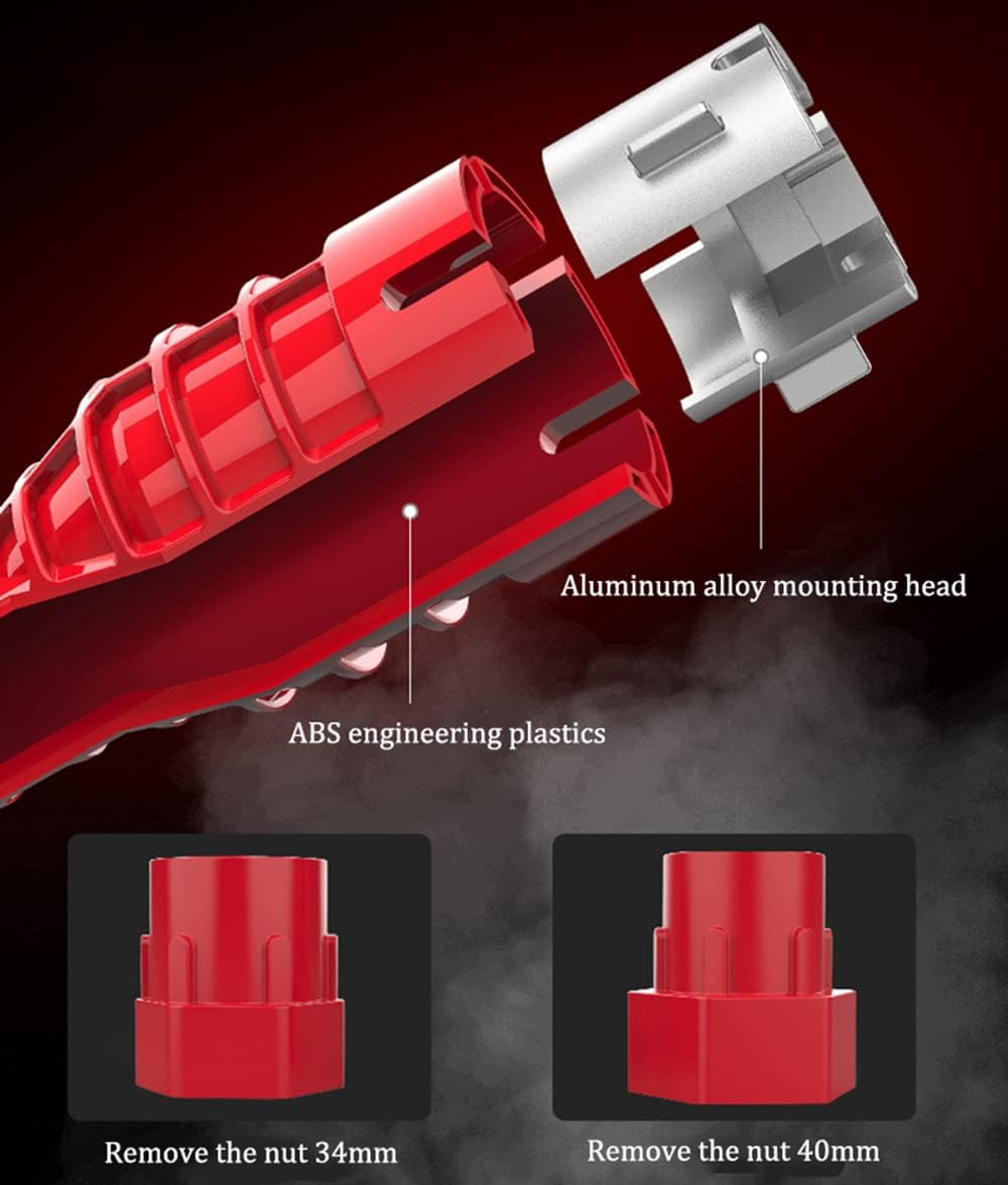 (8-In-1) Professional Plumbing Tool, Faucet and Sink Installer, Multi-Size 20-27/34-40Mm for Toilet Bowl/Sink/Bathroom/Kitchen Plumbing Repair Installation and More (Red) image number 4