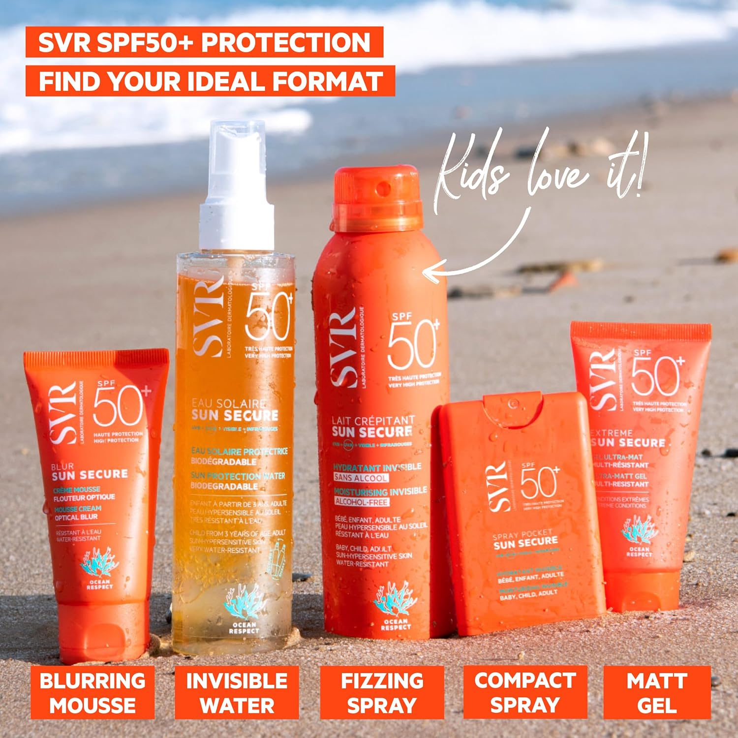 SVR SUN SECURE Sun Water - Face and Body Sunscreen SPF 50+ Oleo-Water Spray for Hypersensitive Skin, Invisible Finish, Reef-Safe, All Ages, 200Ml image number 4