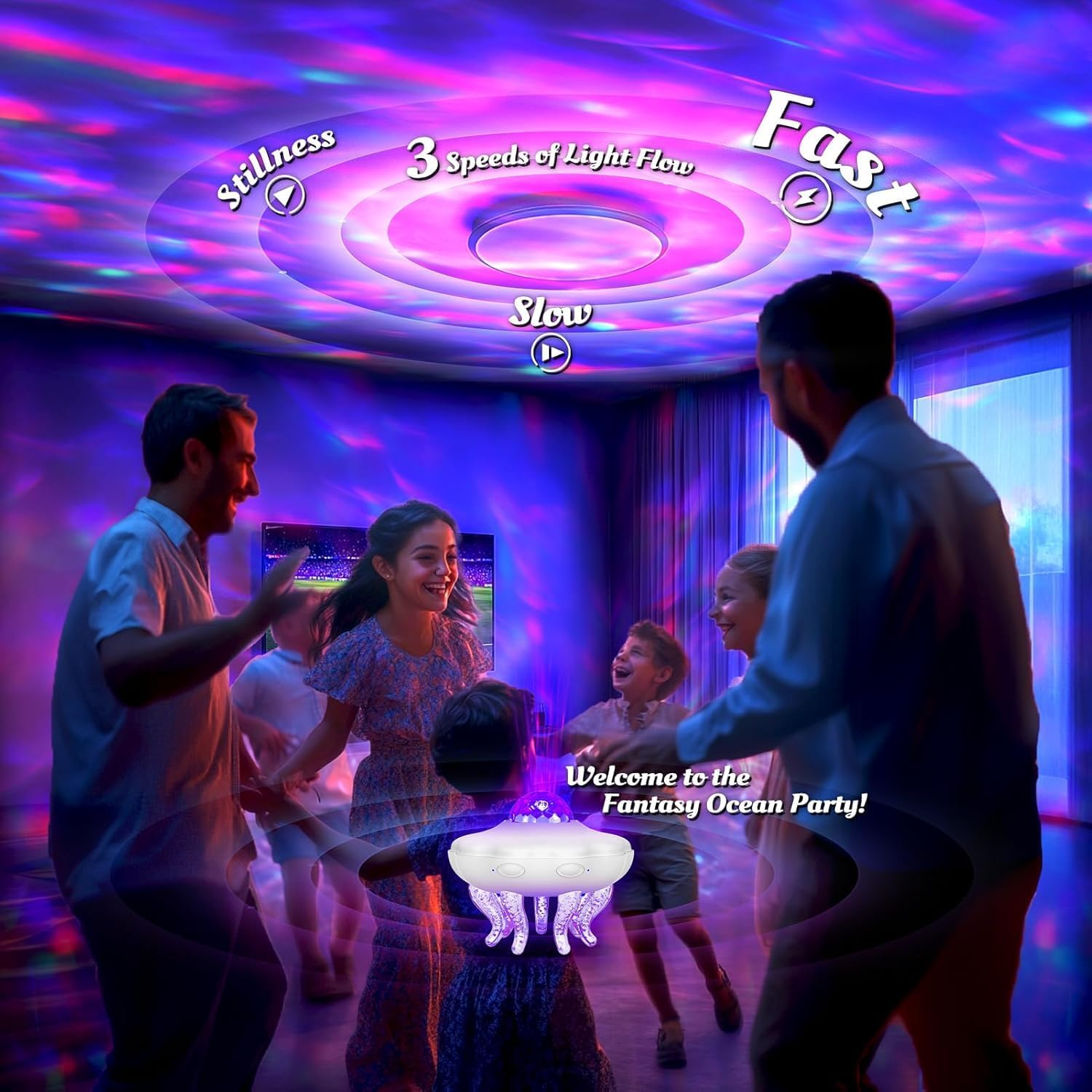 【2 In1】 Jellyfish Galaxy Light Projector for Bedroom Decor, Night Light for Kids Room Decor, Star Projector,Cute Lamp, Remote Control & Timer,Ceiling Night Light Projector for Birthday - Jellyfish image number 2