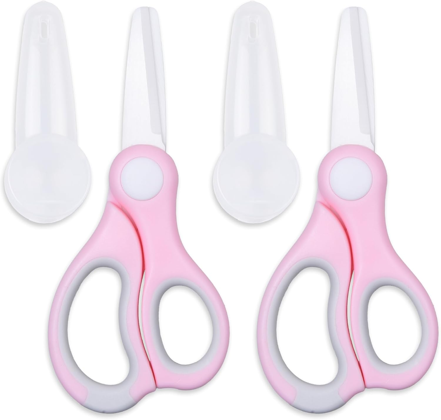 Ceramic Baby Food Scissors - Portable Shears - Healthy Food Cutter with Dust Cover and Storage Case - Cuts Meat, Chicken, Vegetables, Fruits (2-Pack)