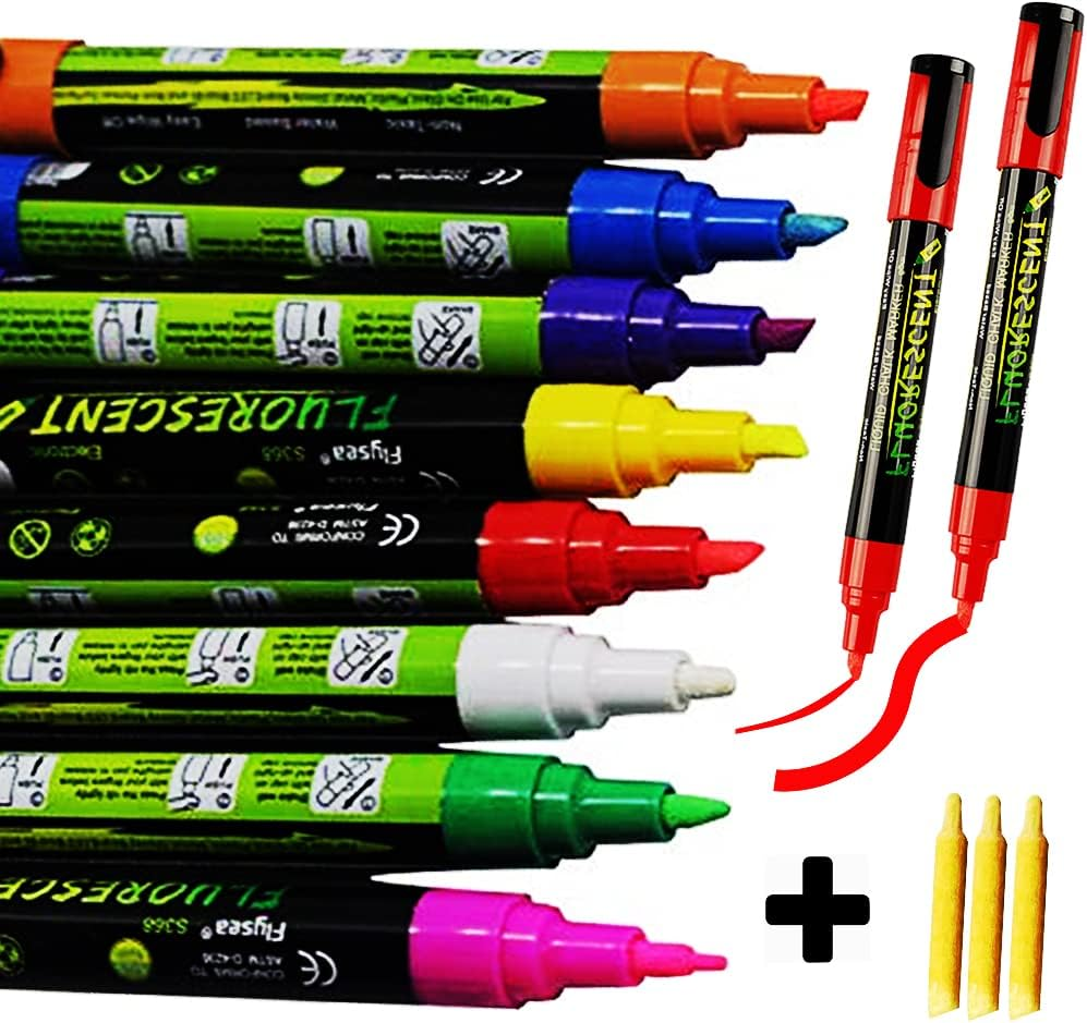 RIDINO Liquid Chalk Markers for Blackboards, Non-Toxic, Water-Based,Reversible Tips,Whiteboard Marker Erasable On, Glass, Window, Mirror, Any Non-Porous Surface and Kids Art(8 Chalk Pens and 3 Nibs) image number 6