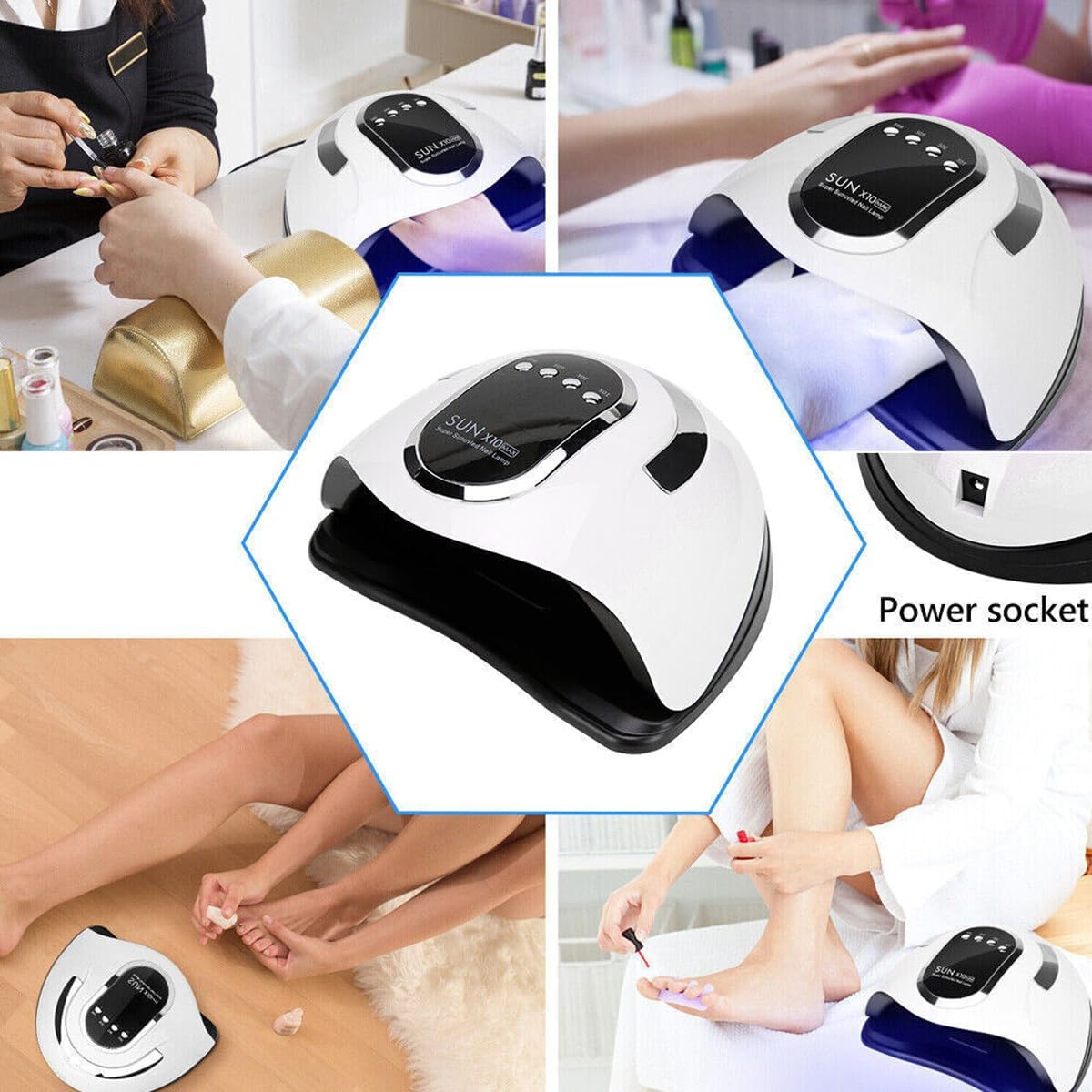 AIMALL Sun X10 MAX 450W Nail Lamp, UV LED Nail Dryer, 66 LED Beads, Professional Polish Curing Machine, Multiple Timer Settings, Dual Light Source image number 1
