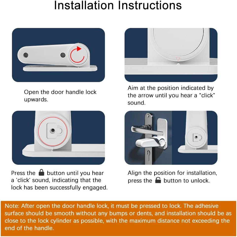 Meichoon 6 Pack Child Proof Door Lever Lock Durable ABS with Adhesive Backing Door Knob Child Proof White image number 6