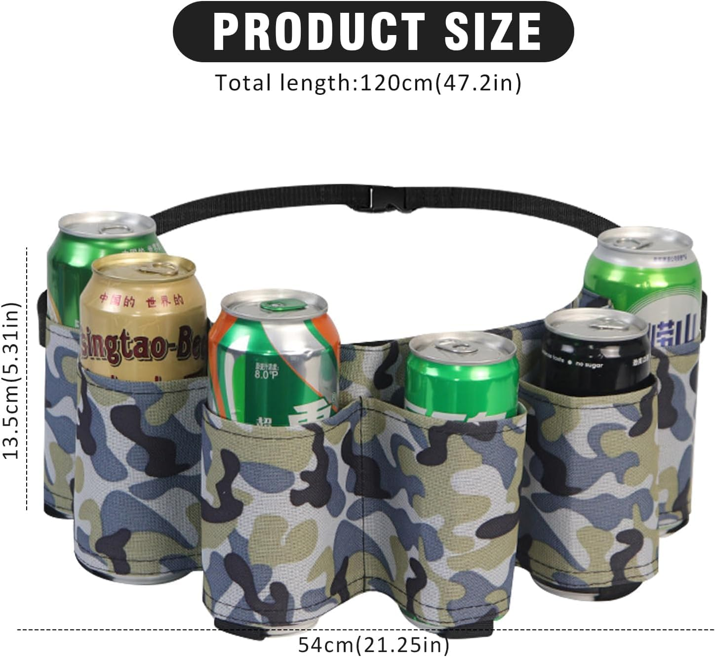Linyongc 1Pc Portable Beer Holder Belt, 6 Cans, Multicolour Camouflage, Waist Pack, Can Holder image number 4