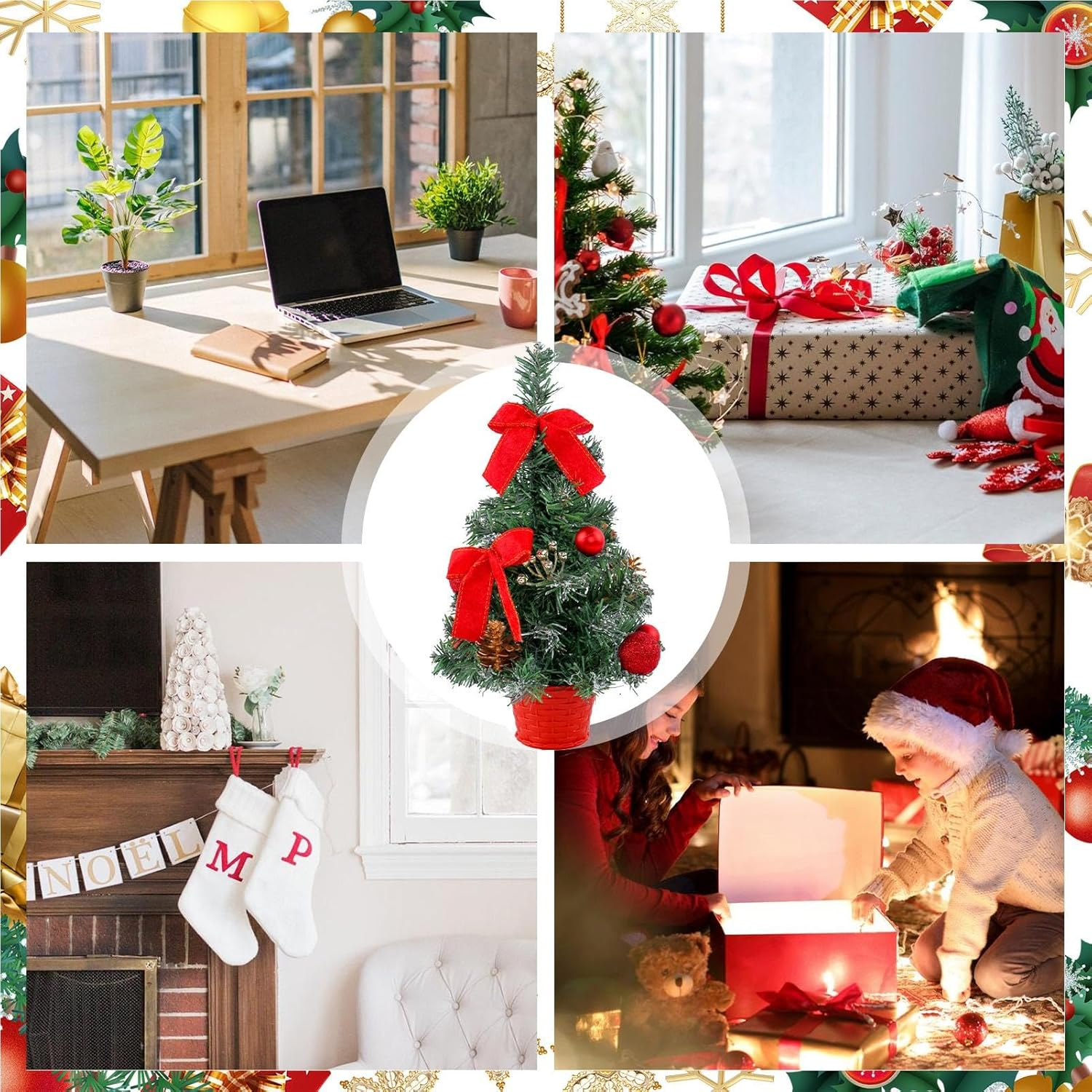 Tabletop Christmas Tree, Home Artificial Pine Tree for Table, Table Small Christmas Tree with Christmas Ornaments for Window, Door, Shelf image number 4