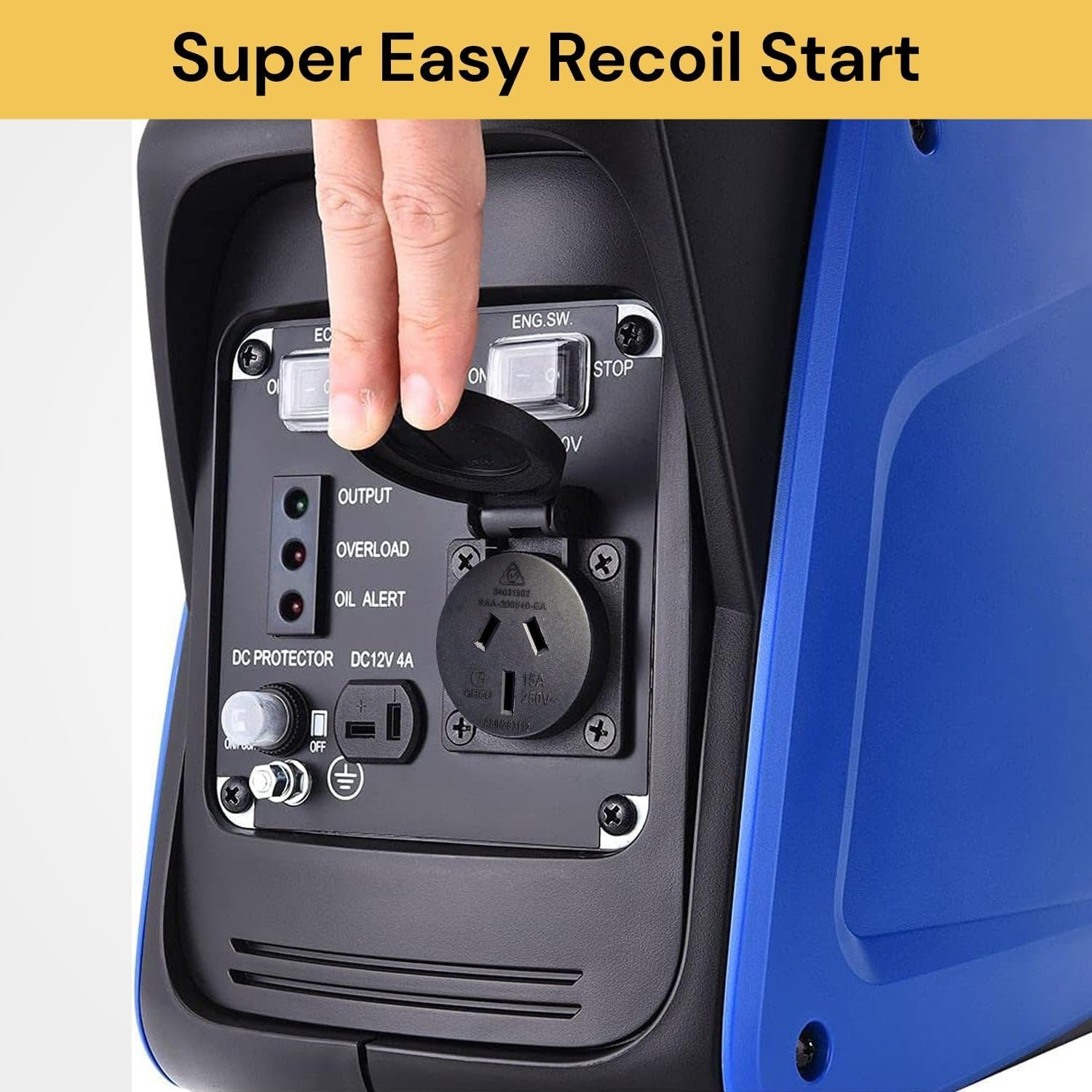 EZONEDEAL Inverter Generator for Home Use - 800W Max, 700W Rated, 100% Pure Sine Wave, Petrol, Portable Generator for Camping - Blue image number 1