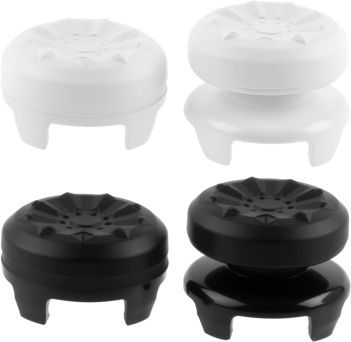 Textured PS5 Thumb Grips Controller Cover - 2 Pairs Black & White Non-Slip Silicone Joystick Caps Compatible with PS5/PS4 Controller Accessories (Improve Grip & Control) image number 4