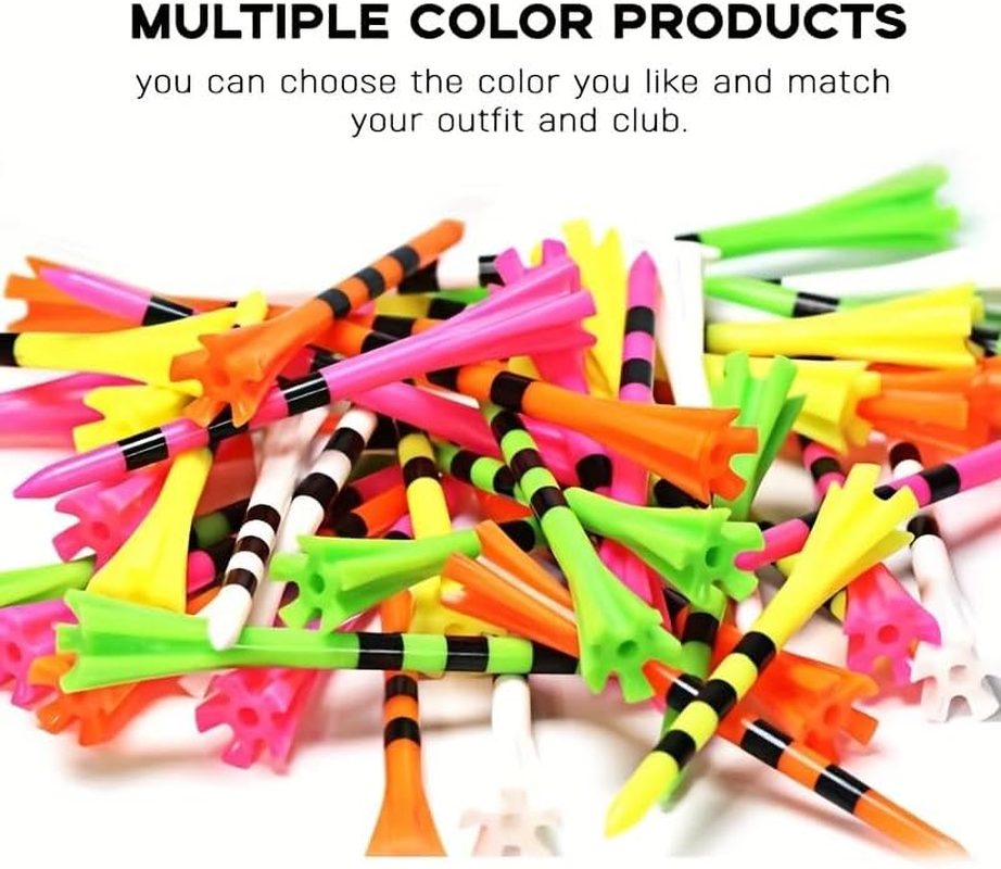 SWINGTEK 120 Pack Plastic Golf Tees,Contain 100 Pcs 3-1/4 Inch Unbreakable Long Tees and 20 Short Tees,Mixed Color,Frictional Resistance Reduction image number 3