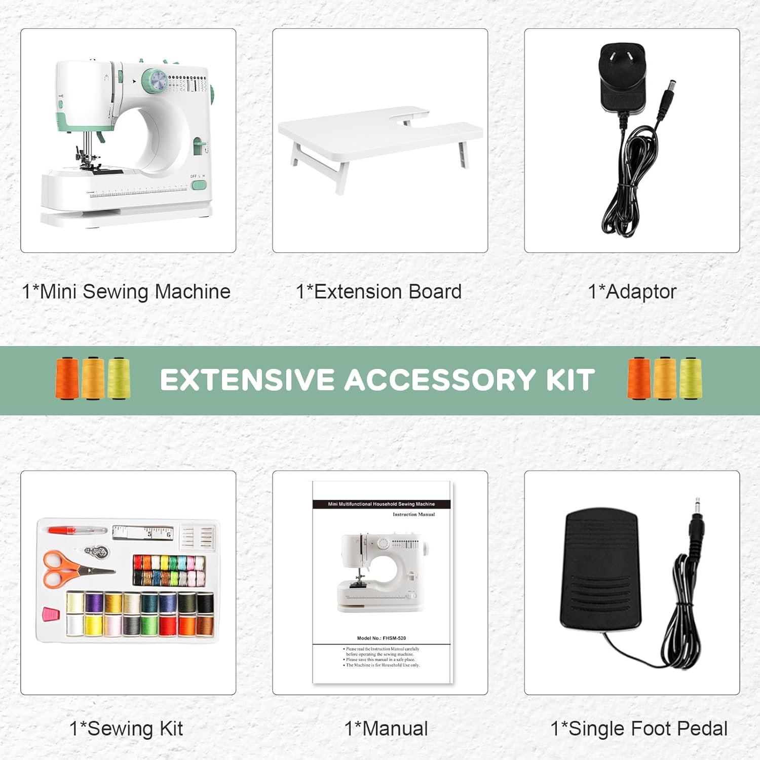 Sewing Machine with 54 Sewing Accessories & Table,Portable Electric Mending Machine for Home Travel DIY Beginners with 12 Stitch Patterns | Built-In Light image number 3