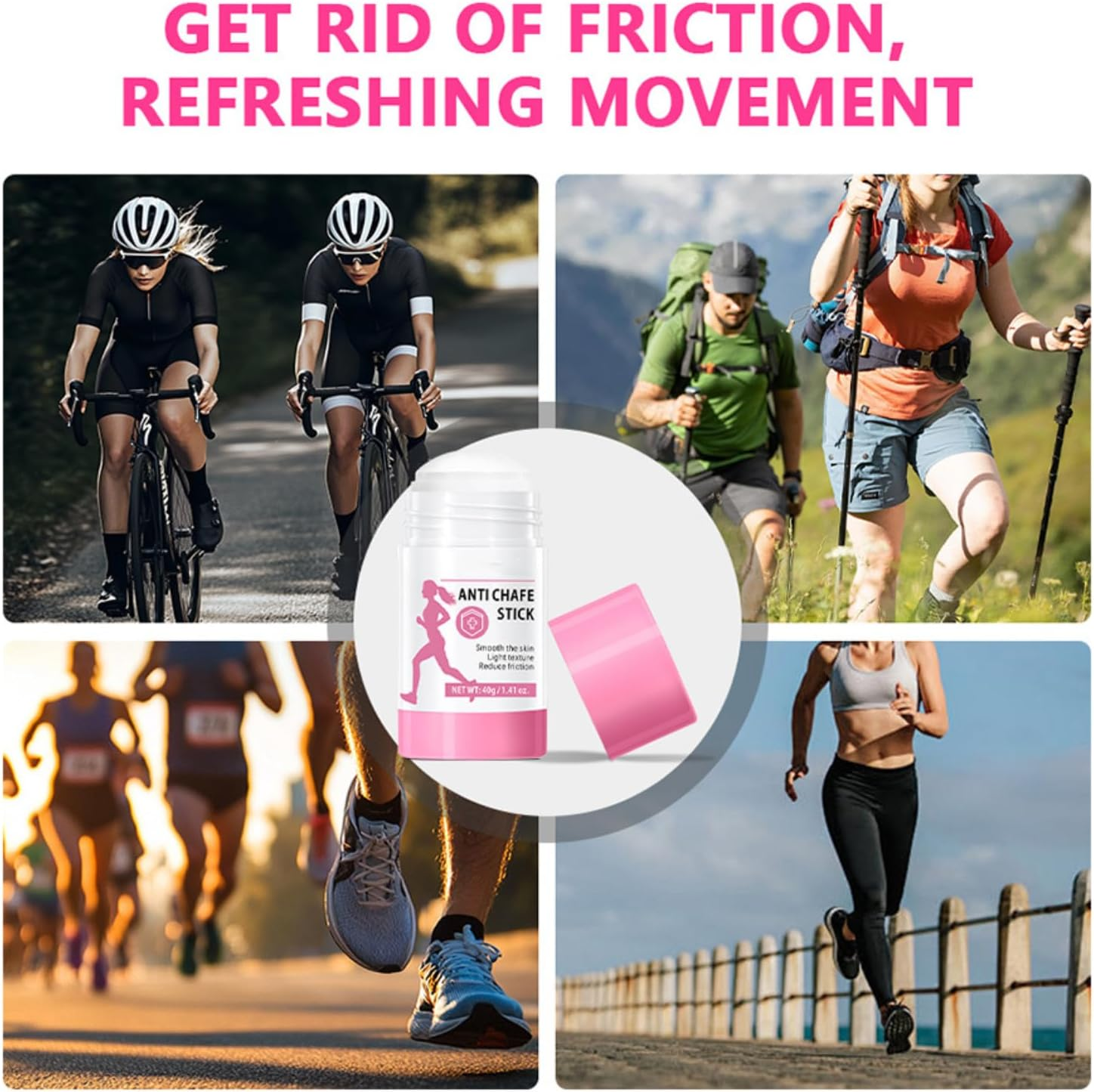 Waterproof & Sweat-Proof Anti-Chafing Stick - Unisex Non-Greasy Glide Balm for Thigh, Leg & Arm Friction Prevention, Natural Anti-Friction Protection for Sports and Running Activities (3 PCS) - 2 Pcs image number 7