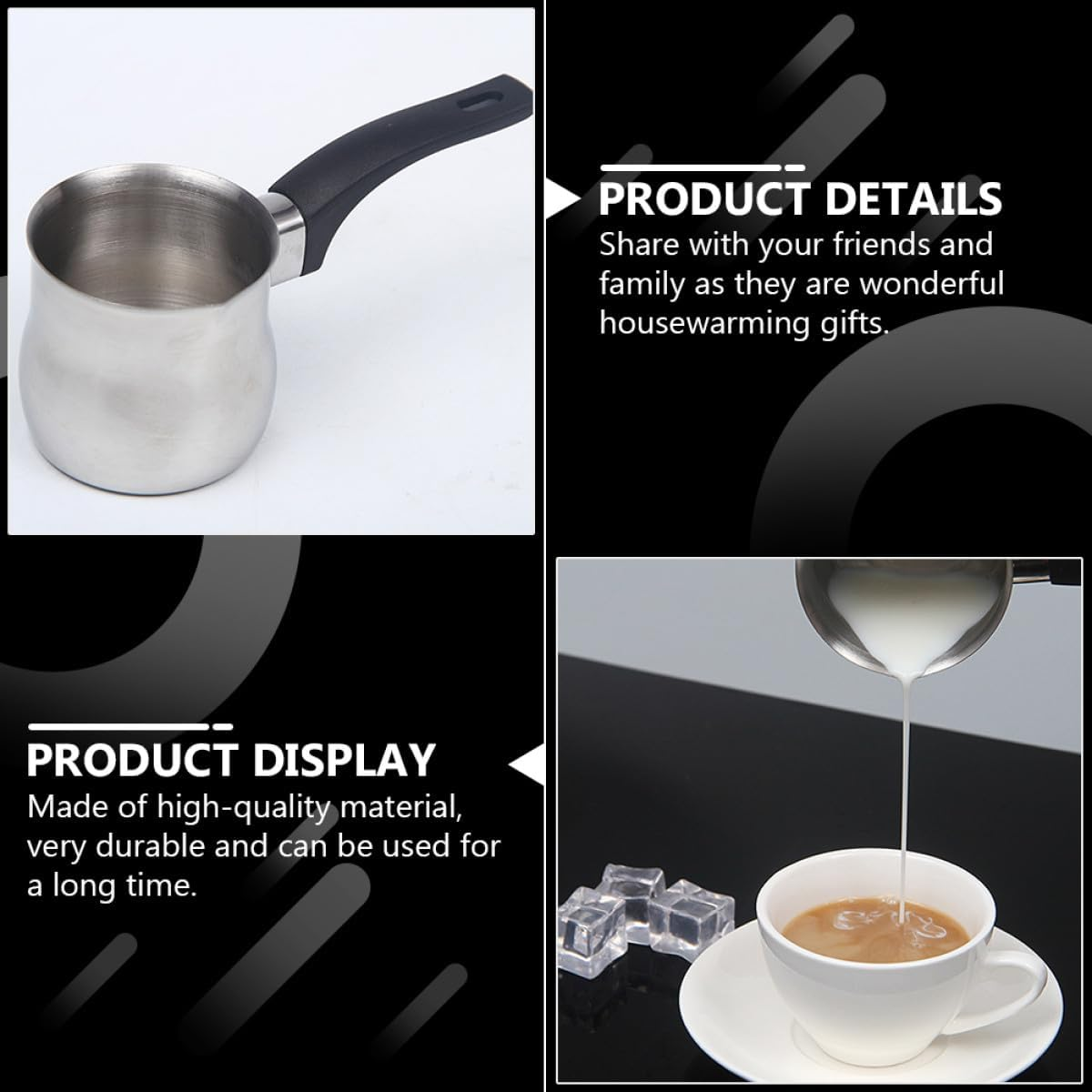 COHEALI 250Ml Stainless Steel Milk Frothing Pitcher Latte Art Cup Coffee Frothing Jug for Home Espresso and Cappuccino Accessories image number 2