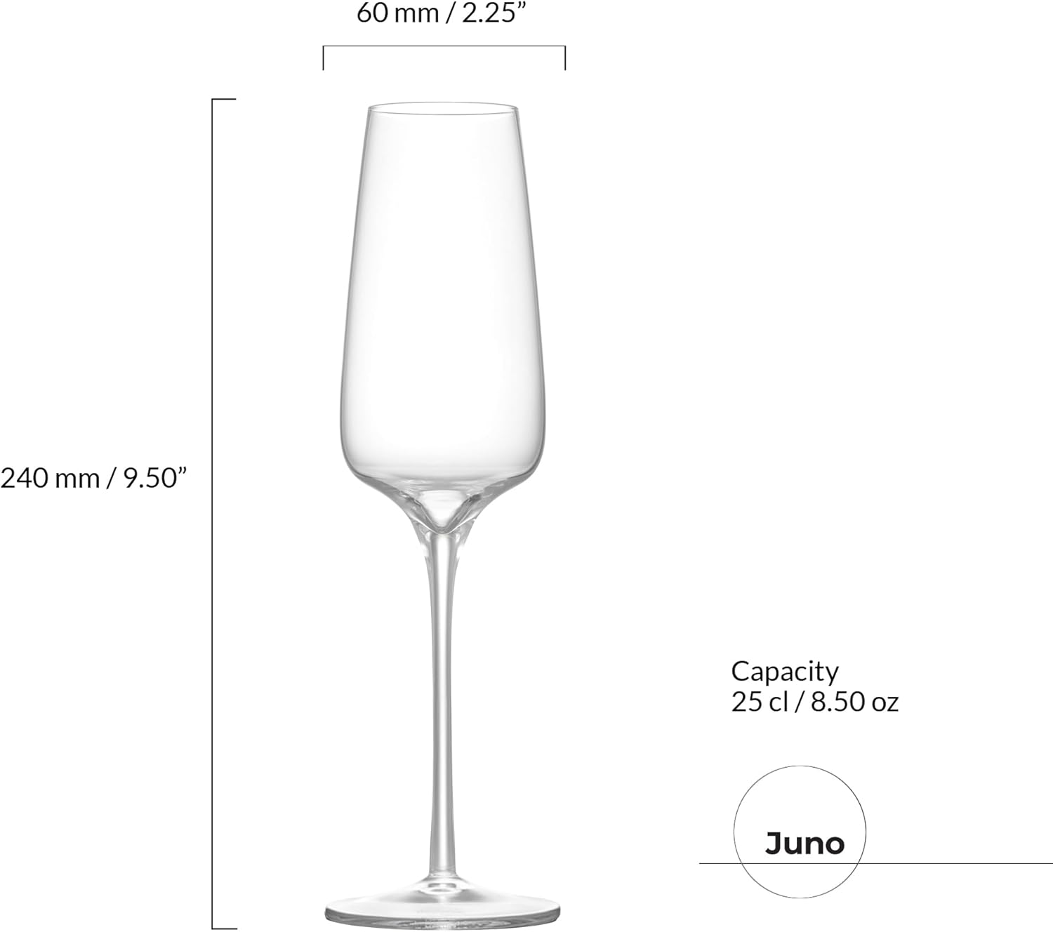 Anton Studio Designs Juno Handcrafted Contemporary Champagne Flutes, 250 Ml, Clear, Set of 2, Perfect for Weddings image number 3