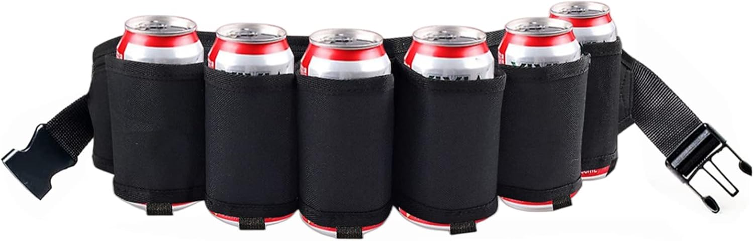 BLIRITEL Beer Belt Holster Holds 6 Cans, Beer Belt Holder for Men, Beer Holster Belt, Adjustable Waist Pack Bag Belt, Perfect for Parties Picnic Camping (Black)