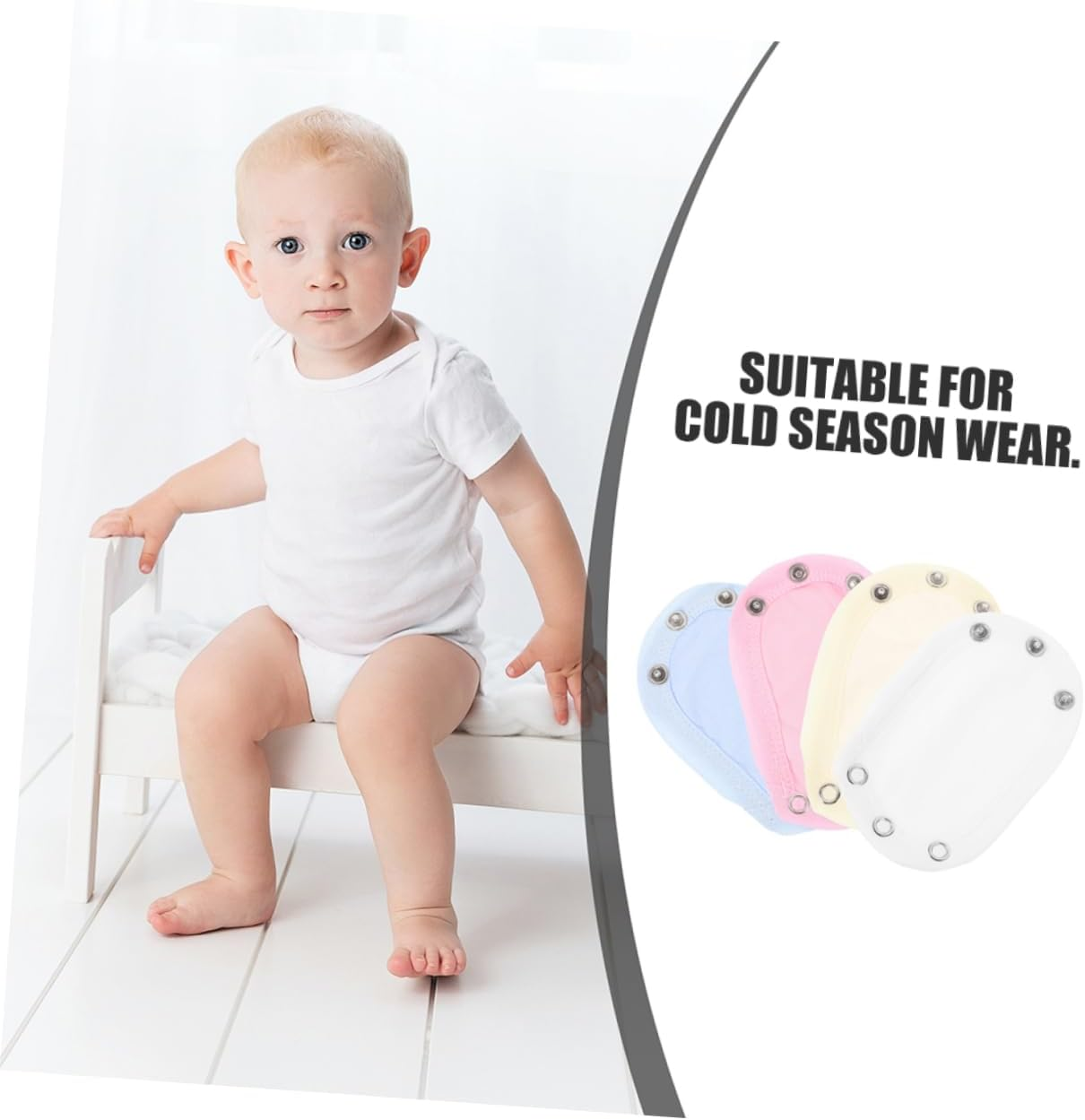 Healeved 8Pcs Cotton Muslin Newborn Hoodie Extensions Bodysuit Extender Snap for Boys Girls