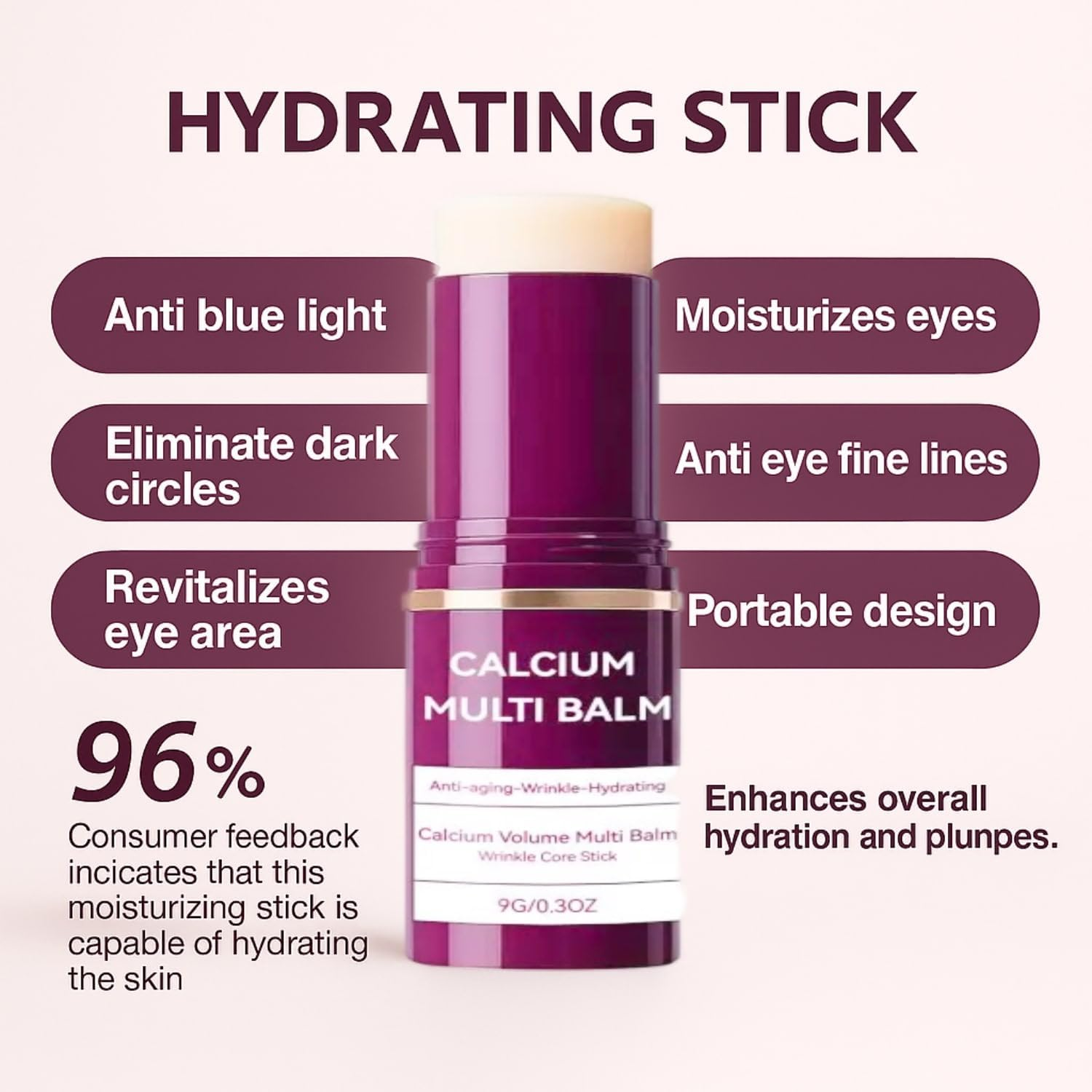 Calcium Volume Collagen Multi Balm Wrinkle Core Stick, Korean Glass Skin Hydrating Glow Balm for Face, Eyes & Neck | Softens the Look of Fine Dry Lines | Dewy Elasticity Boost | Portable Moisture Stick for Daily Touch-Ups-9G image number 2