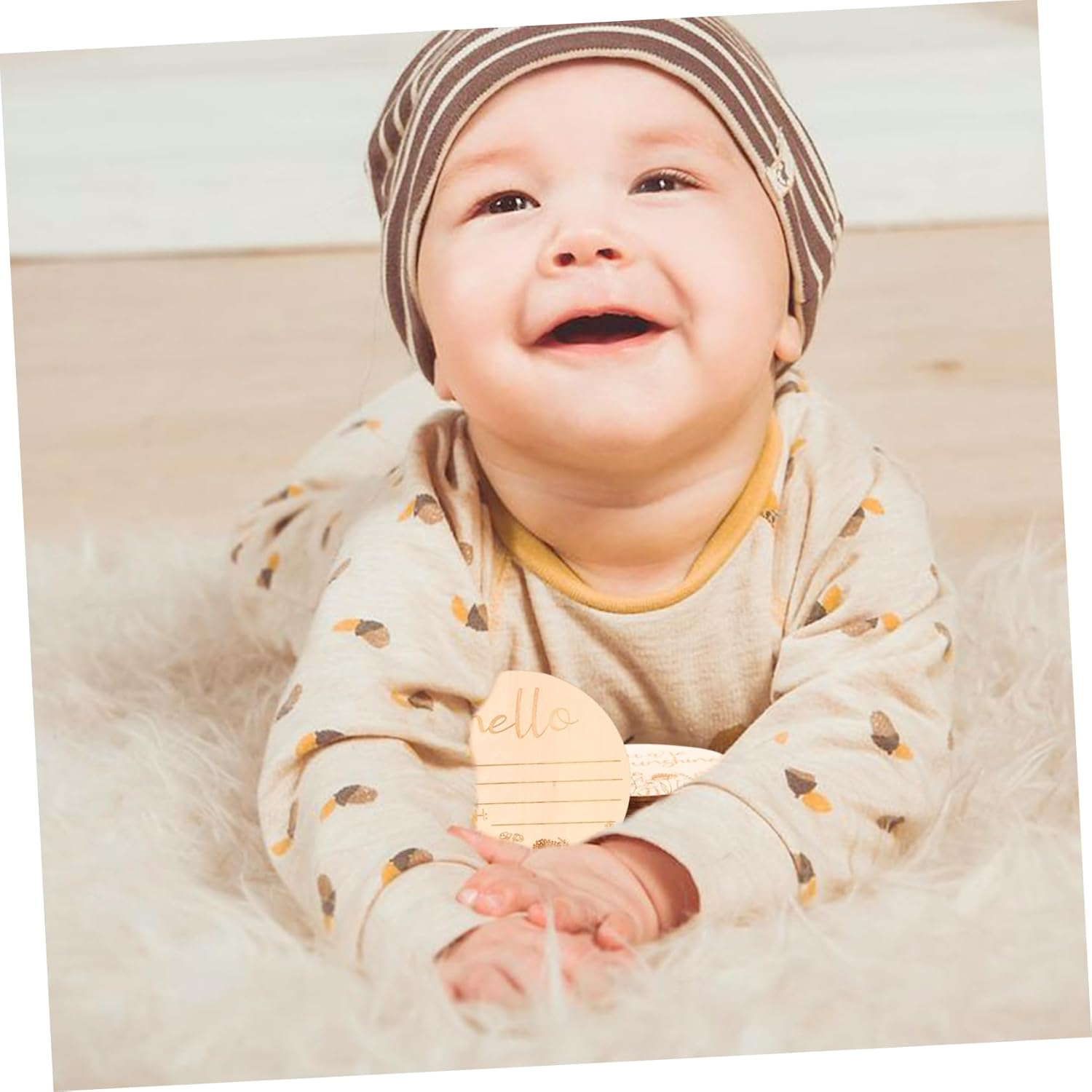 14Pcs Wooden Baby Milestone Cards Monthly Milestone Discs Infant Growth Photo Prop Set for Newborns image number 2