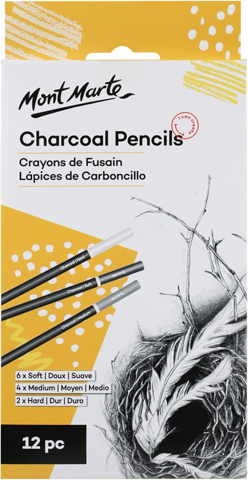 Mont Marte Signature Charcoal Pencils 12 Pieces Set image number 4