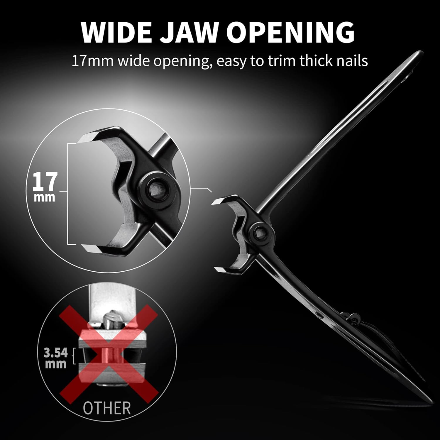 EBEWANLI Straight Nail Clipper, 17Mm Wide Jaw Opening Extra Large Toenail Clippers for Thick Nails or Tough Fingernail & Ingrown Toenail, Heavy Duty Thick Toenail Clippers for Seniors, Men, Adult image number 1