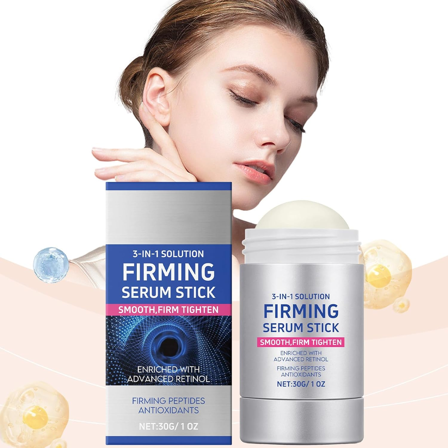 Collagen Peptide Firming Serum Stick, Retinol Correxion Cream, Collagen Serum for Face, Plumps and Firms Skin, Advanced Wrinkle-Reducing Crea for All Skin Types, Tighten and Firm Face (2Pcs) - 3Pcs image number 2