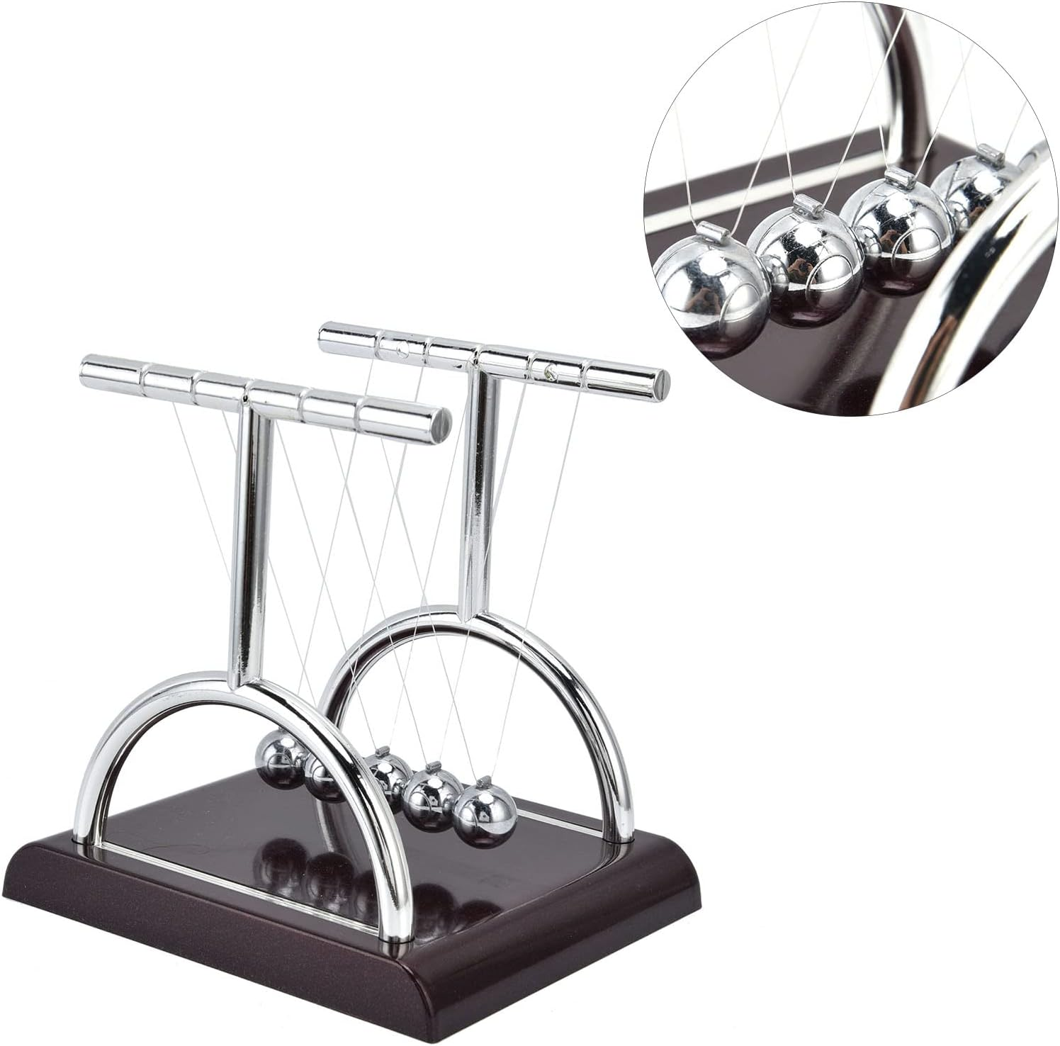 Newtons Balance Balls, Metal Balance Ball Art in Motion Toy with Plastic Base, Innovative Physics Science Educational Toy Pendulum Ball for Home Office Decoration image number 3