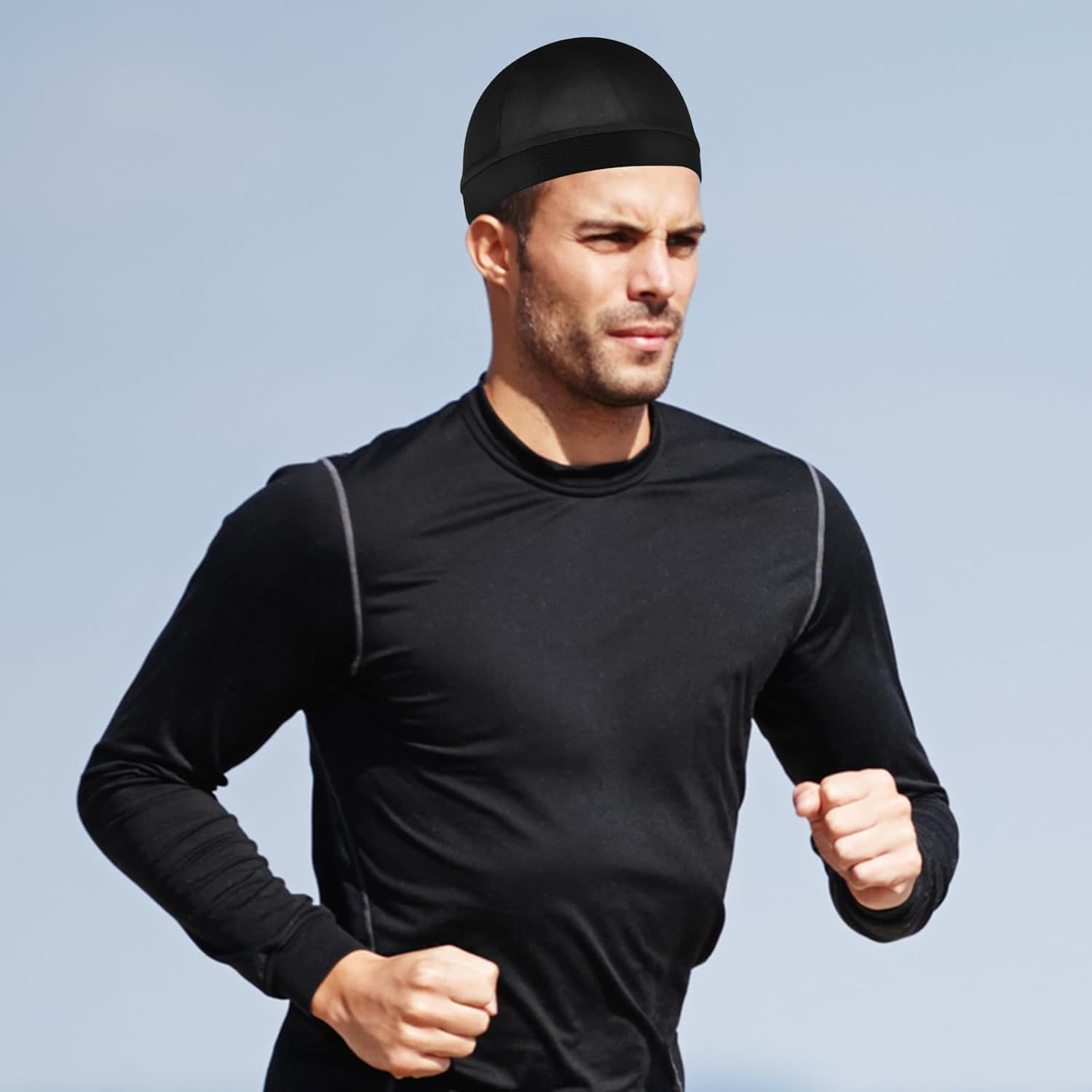 Silky Bonnet for Men, Wave Cap Satin Silk Hair Bonnet for Sleep, Durags Elastic Band Wave Caps for 360 540 720 Waves - Black image number 6