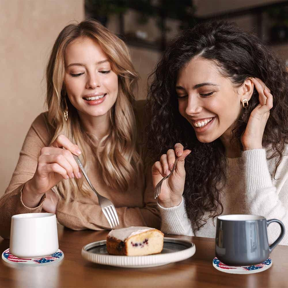 Ofloral American Elements Coasters for Drinks Stars Flag Stripes Art Graffiti National Day Cups Place Mats for Home Decor Set of 2, 4 Inch - Cute Alpaca image number 7