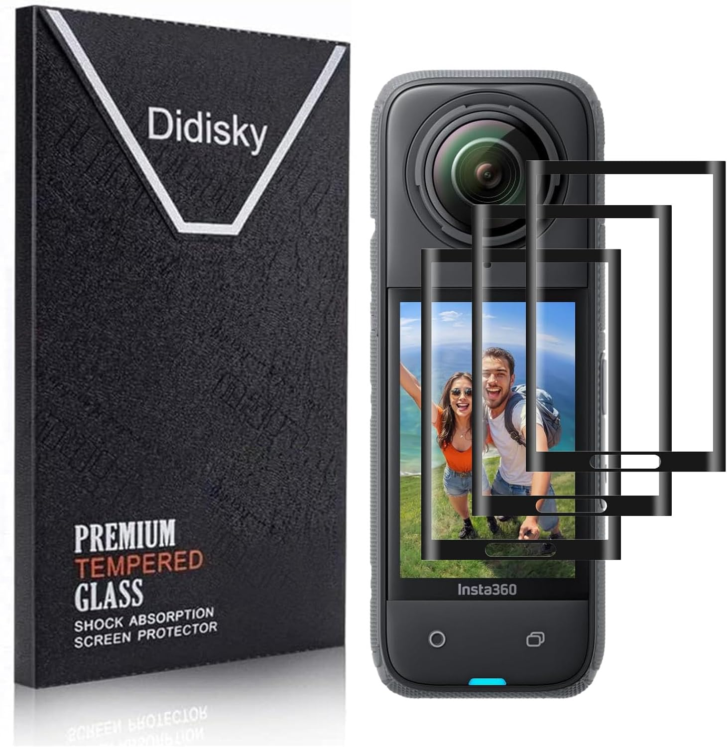 Didisky Pack of 3 Screen Protectors for Insta360 X4.9H 3D Tempered Glass Screen Protectors, Scratch-Resistant, Anti-Dust, Bubble-Free image number 5