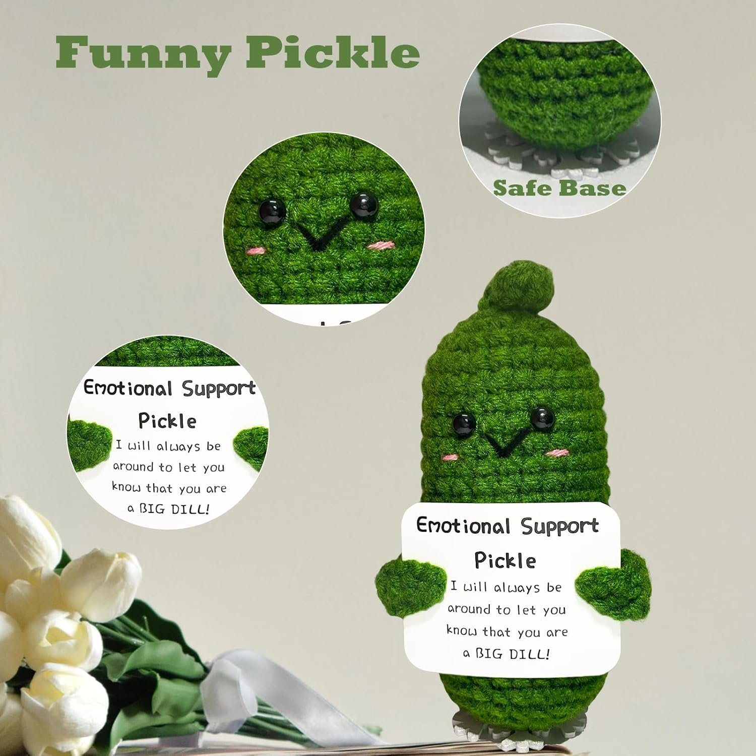 2PCS Positive Mini Potato Funny Gifts, Emotional Support Sunflower Pot Desk Decoration Crochet Birthday Gifts for Children Women Mom Best Friend (Sunflower & Bitter Gourd) image number 3