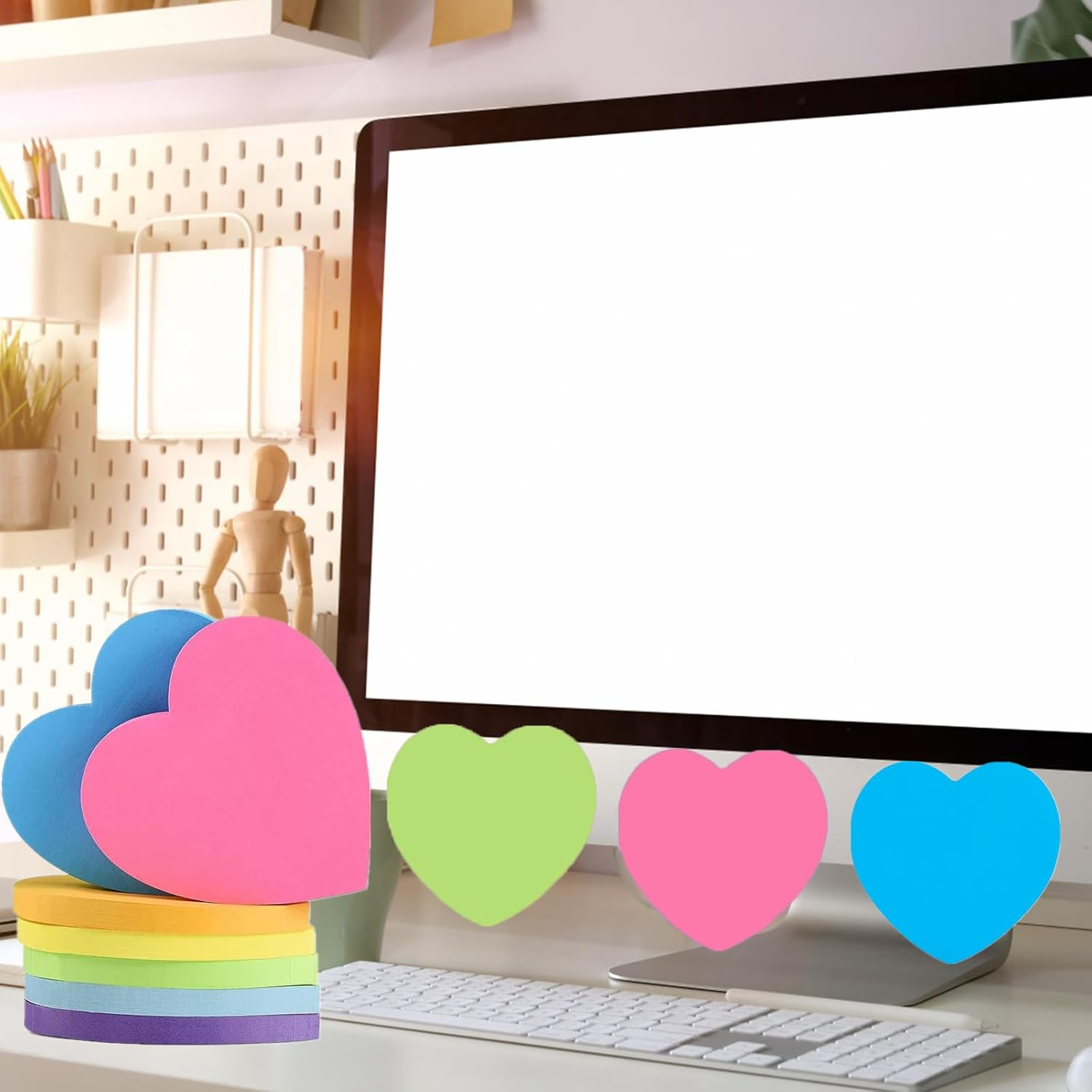 NASHRIO Love Heart Shape Sticky Notes Colour Sticky Notes for Home Office School Notebook, 30 Sheets/Pad image number 2