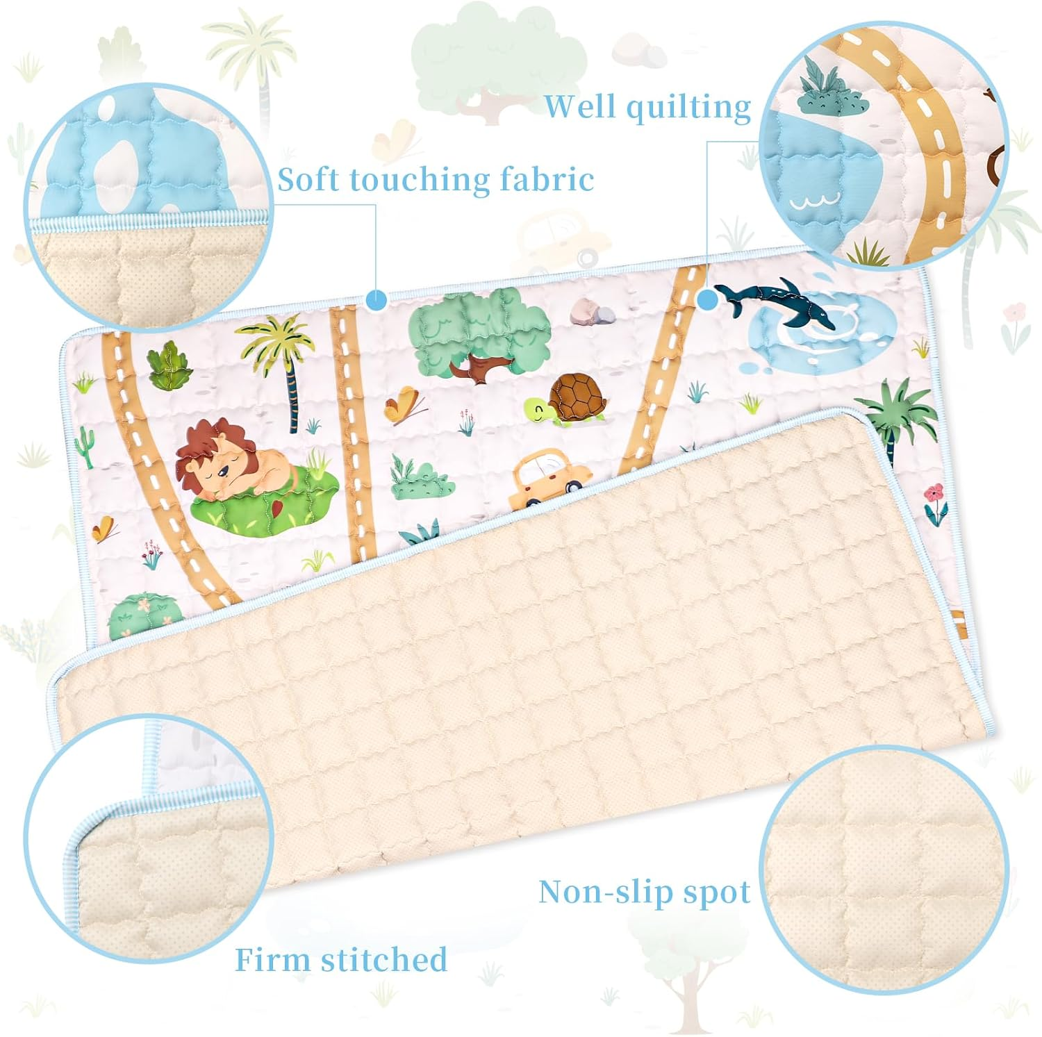 GFU Baby Play Mat, Foldable Square Baby Play Mats for Floor, Thicken Soft Non-Slip Cushioned Crawling Mat, One-Piece Infant Play Mat, 127X127 Cm image number 4