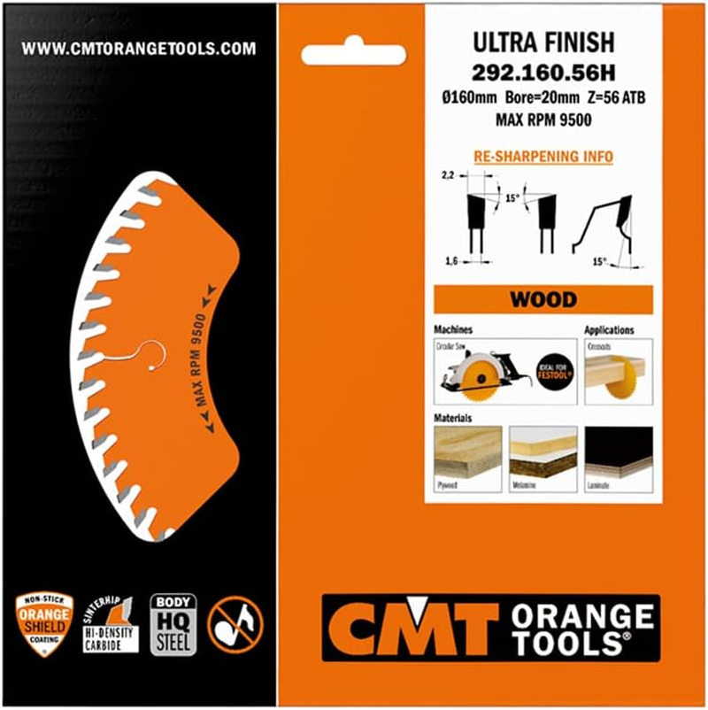 CMT 292.160.56H SAW BLADE (CROSSCUT) XPORT. MACH.160X2.2/1.6X20 Z56 ATB image number 1