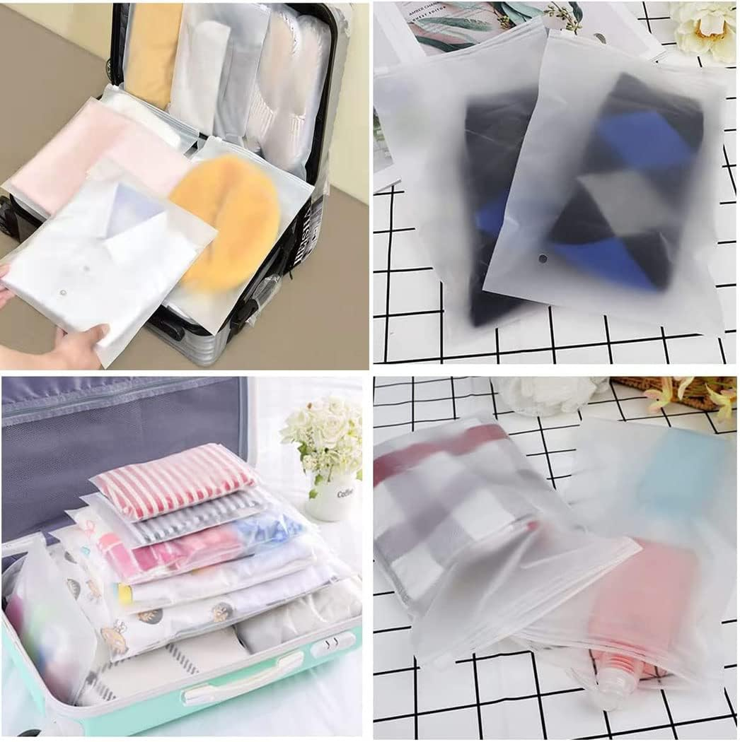 Idopick 20 Pack Frosted Zipper Bags for Clothes, 11.8X15.7In Plastic Packaging Bags,Clear Clothes Packaging Bags, Resealable Clothing Bags with Vent Hole for Shipping Translucent,Travel (30X40) image number 1