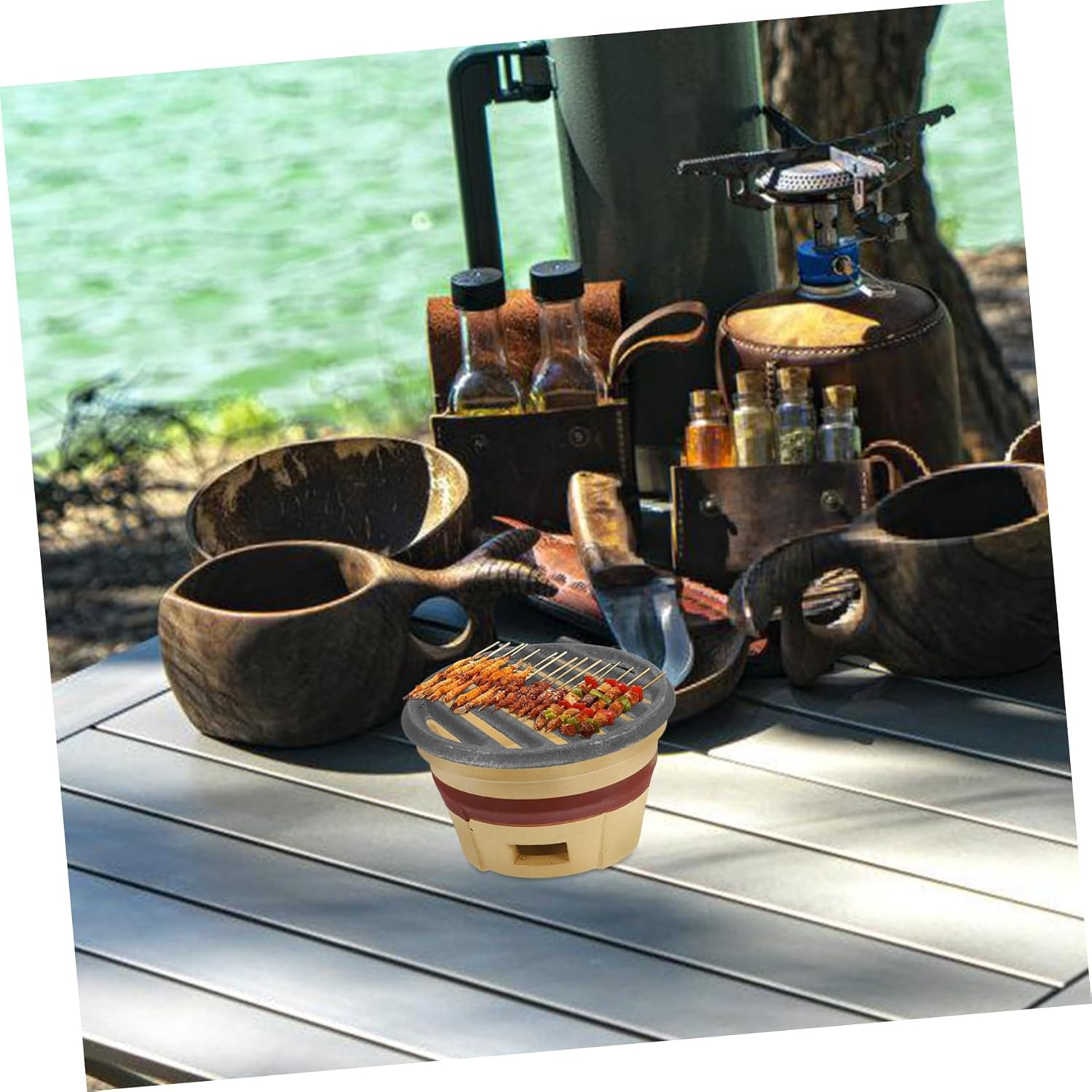 Cast Iron round Grill Grate 12Cm Outdoor BBQ Fire Pit Mesh Heavy Duty Charcoal Cooking Accessory for Camping and Fireplace image number 4