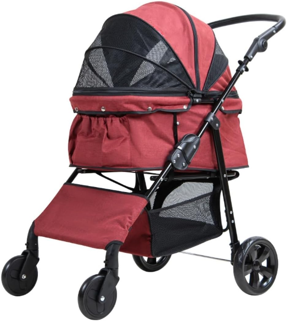 Pet Stroller Dog Stroller Cat Stroller Folding Pet Stroller Dog Folding Stroller with 4 Wheels Dog Cat Puppy Stroller for Medium Small Pet Dog Pram Dog Cat(Color:D)