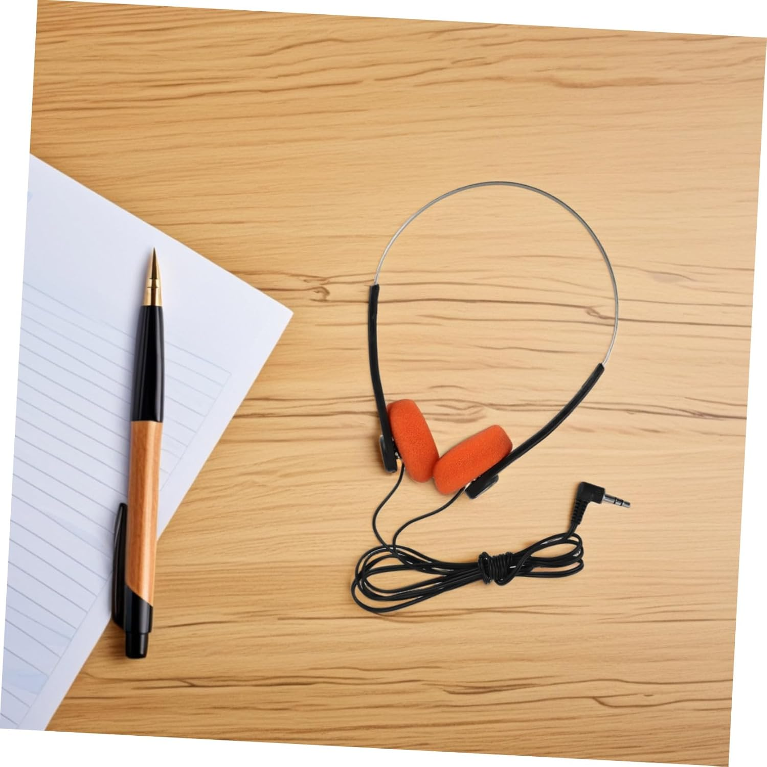 OHPHCALL Lightweight Retro Wired Ear Headphones with Adjustable Headband and Cushioned Ear Pads for Classroom and Library Use Portable Travel Headphones with Clear Vocal Sound for Students image number 4