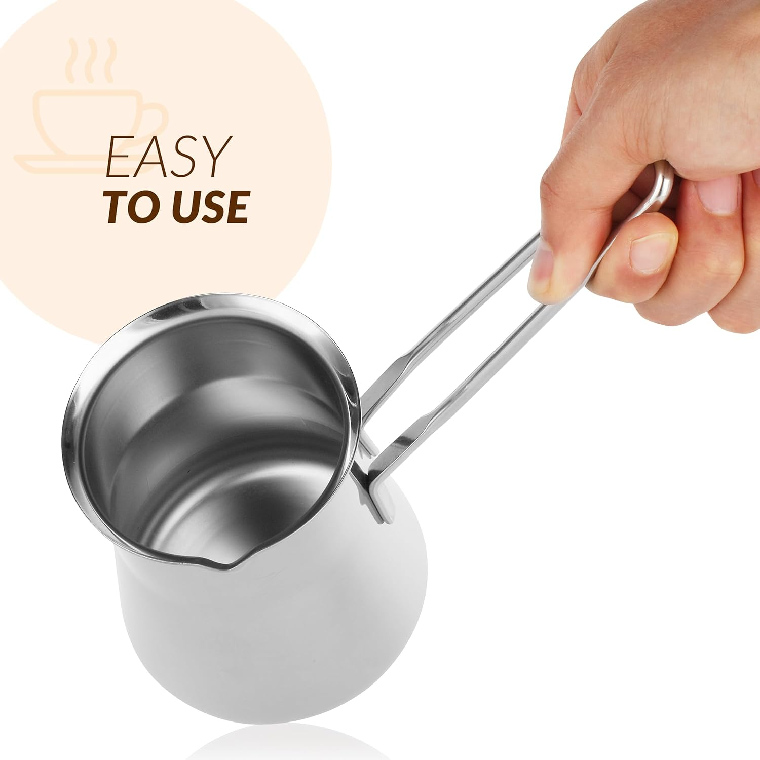 Caizen Coffee Quality Turkish Coffee Pot - Turkish Coffee Maker, Chai Pot, Arabic Coffee Pot, Briki Greek Coffee Pot, Greek Briki, Turkish Coffee Cezve, Turkish Coffee Pot Ibrik (24Oz) image number 4