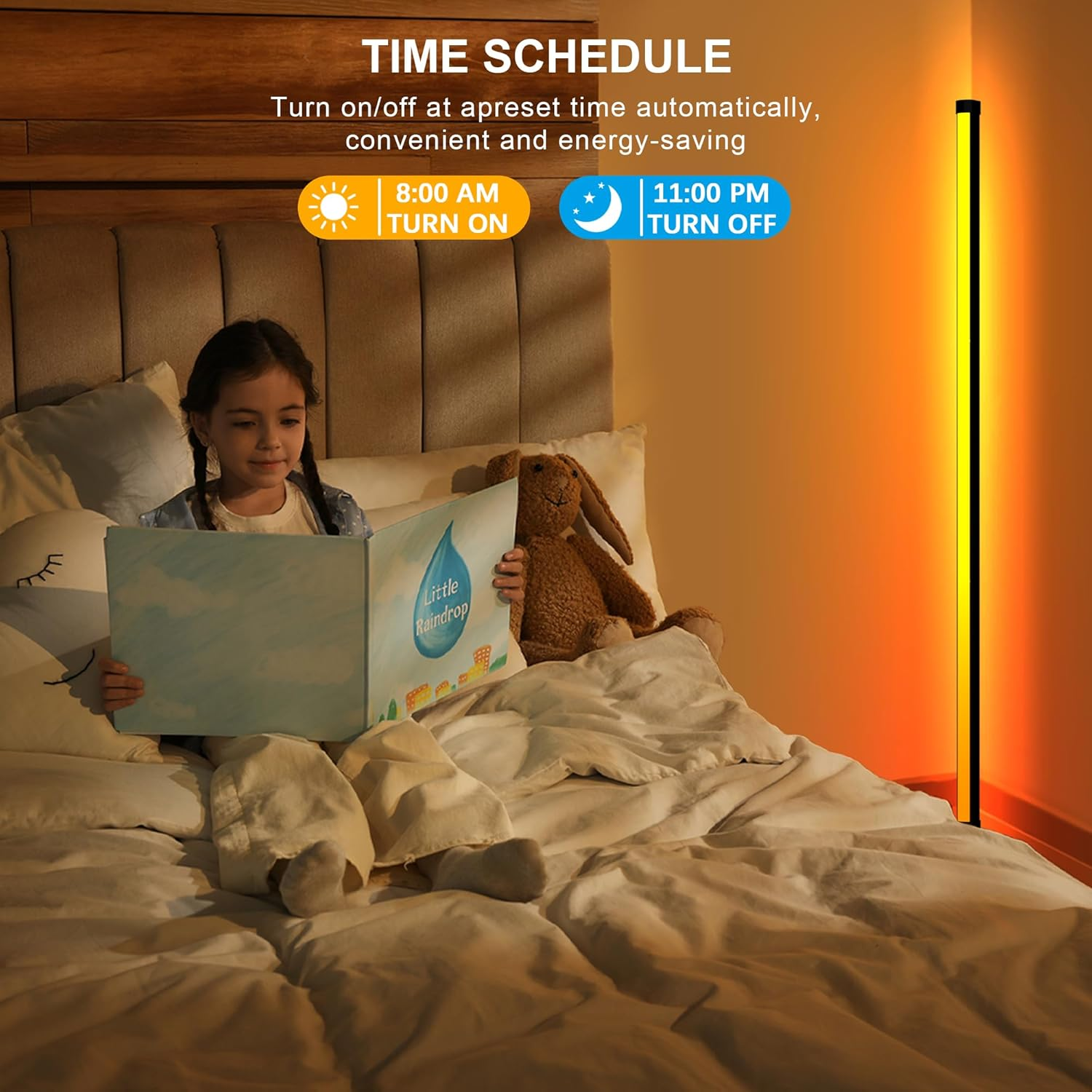 Cozylady 63&rdquo;RGB Floor Lamp, 160Cm LED Corner Lamp with Music Sync,16 Million DIY Colors, Timing, Dimmable Corner Light with App/Remote Control for Living Room Bedroom Gaming Room Decor image number 4