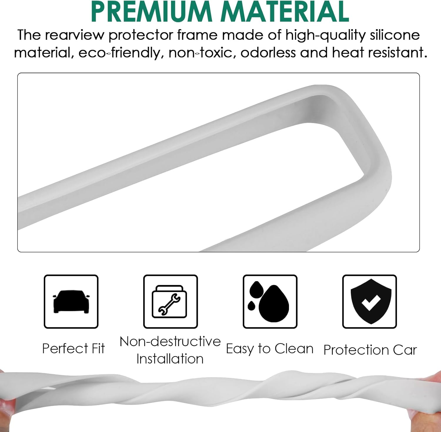 Rear View Mirror Protector Frame Compatible with Model 3 Y X S Semi 2014-2024 Interior Rearview Mirror Cover Accessories Silicone Decorations Center Console Decorate Protect for Gift (Grey) image number 5