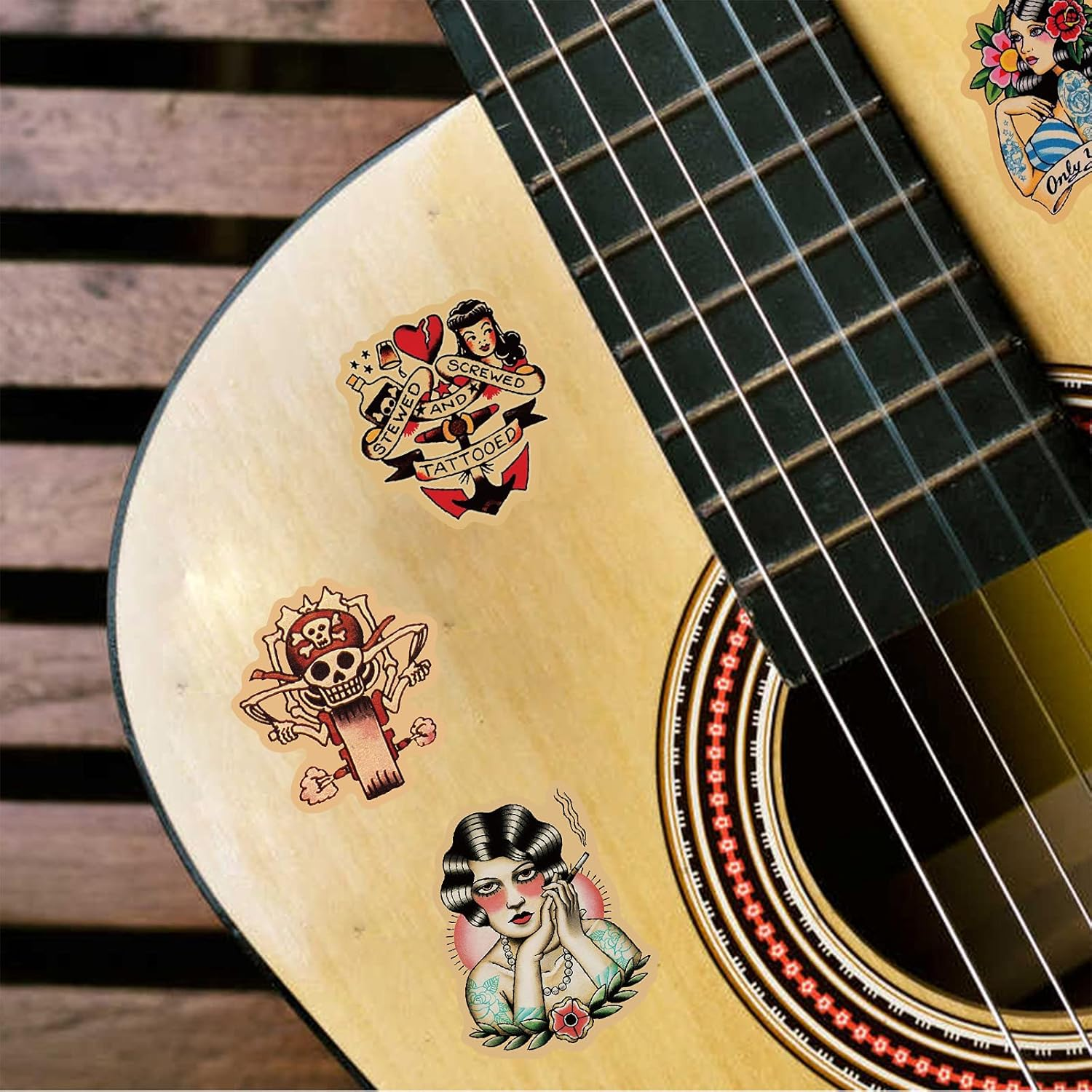 Vintage Stickers, 100Pcs Retro Girl Sailor Jerry Sticker Pack for Adults, Vinyl Waterproof Retro Pinup Girl Deals for Laptop Water Bottle Hydro Flask Car Motorcycle Guitar Phone Luggage Men Decoration image number 6