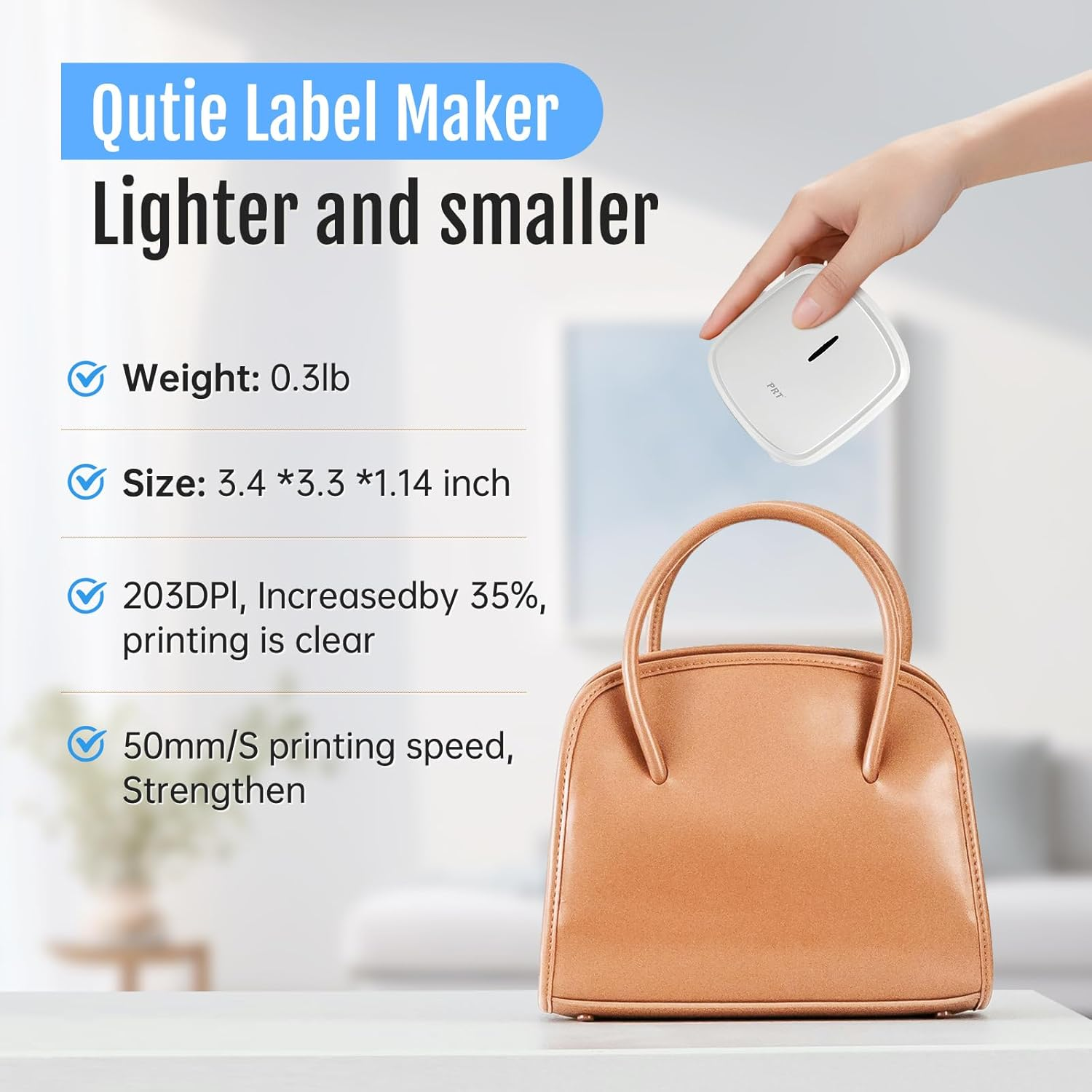 PRT QUTIE Label Maker - Customizable Portable Bluetooth Label Makers Machine with Tape, Handheld Mobile Label Printer for Home Kitchen Organization, Compatible with Ios/Android, White(3 Tapes) - Green 3 Tapes image number 2